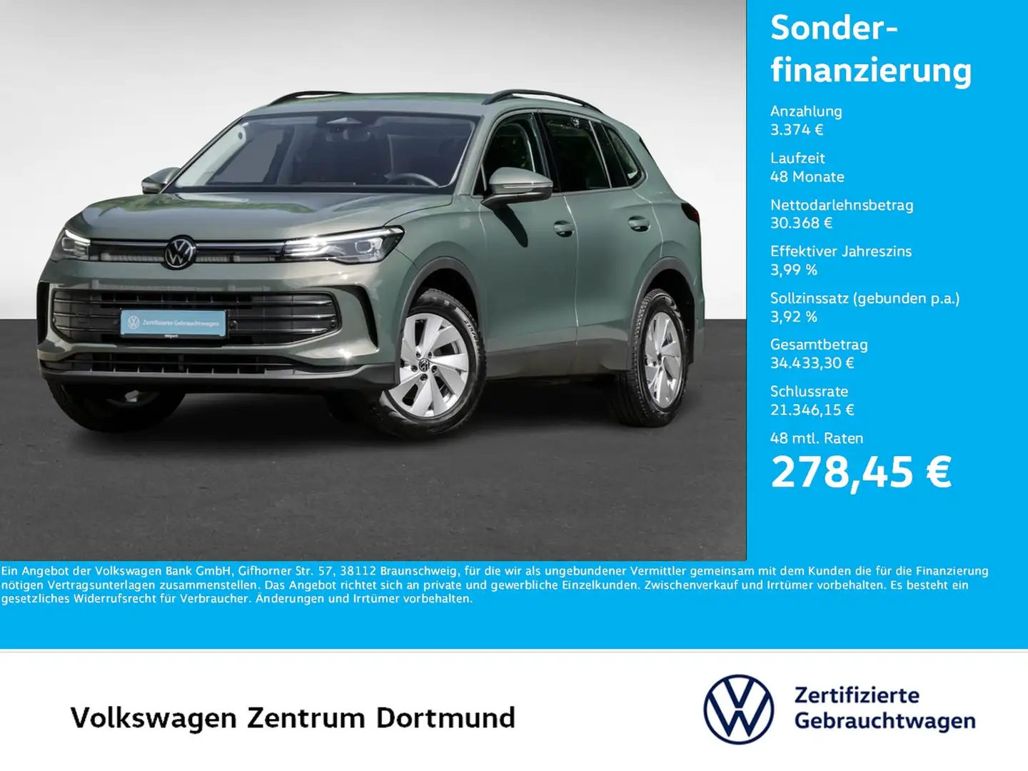 Volkswagen Tiguan 1.5 eTSI NEUES MODELL AHK CAM NAVI SITZHZ Зелёный - 1
