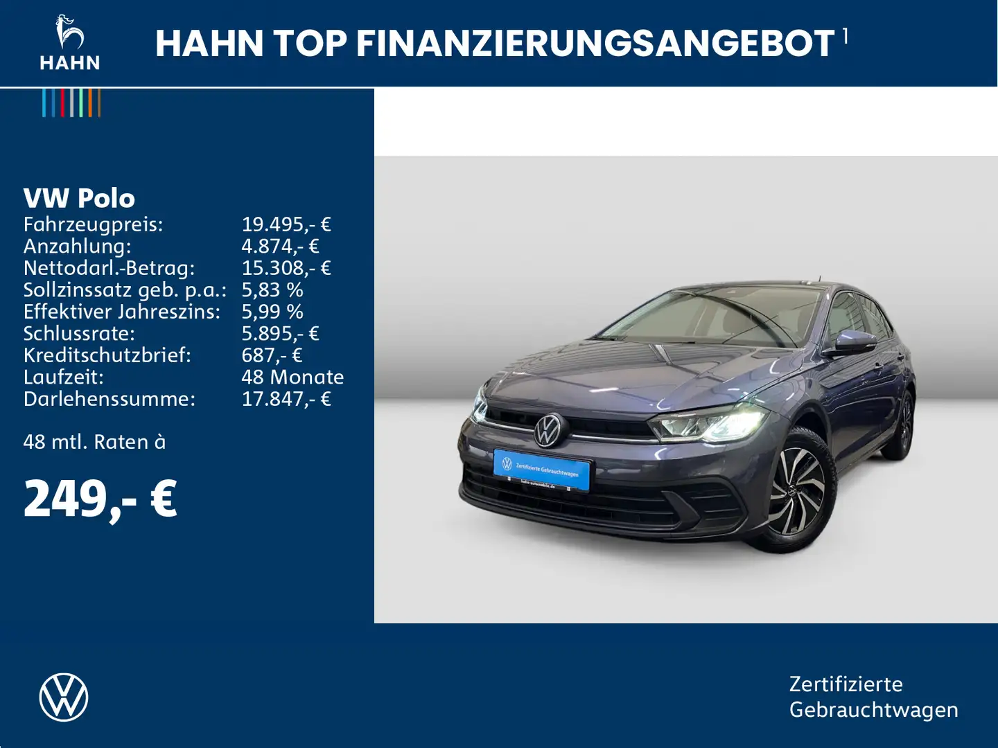 Volkswagen Polo 1.0 TSI DSG Life ACC App-Connect LED Grau - 2