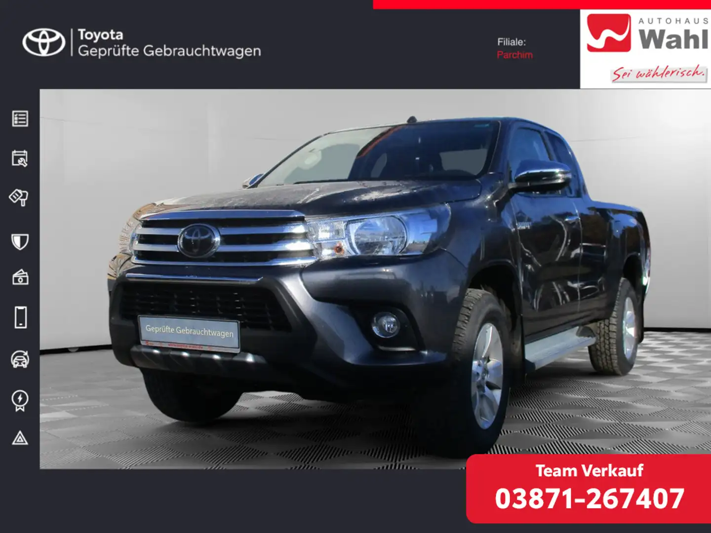 Toyota Hilux 2.4 Extra Cab Comfort 4x4,1.Hd.,unfallfrei,scheckheft Grau - 1