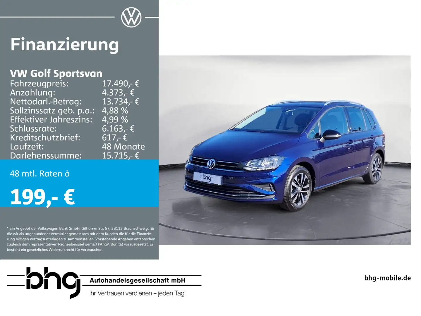 Volkswagen Golf Sportsvan 1.5TSI ACT OPF IQ.DRIVE Navi AppC Blau - 1