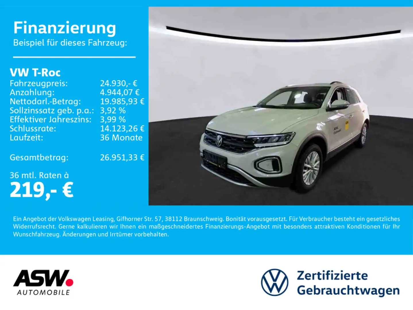 Volkswagen T-Roc Life 1,5TSI DSG AHK Navi Klima SHZ LED PDC Grau - 1
