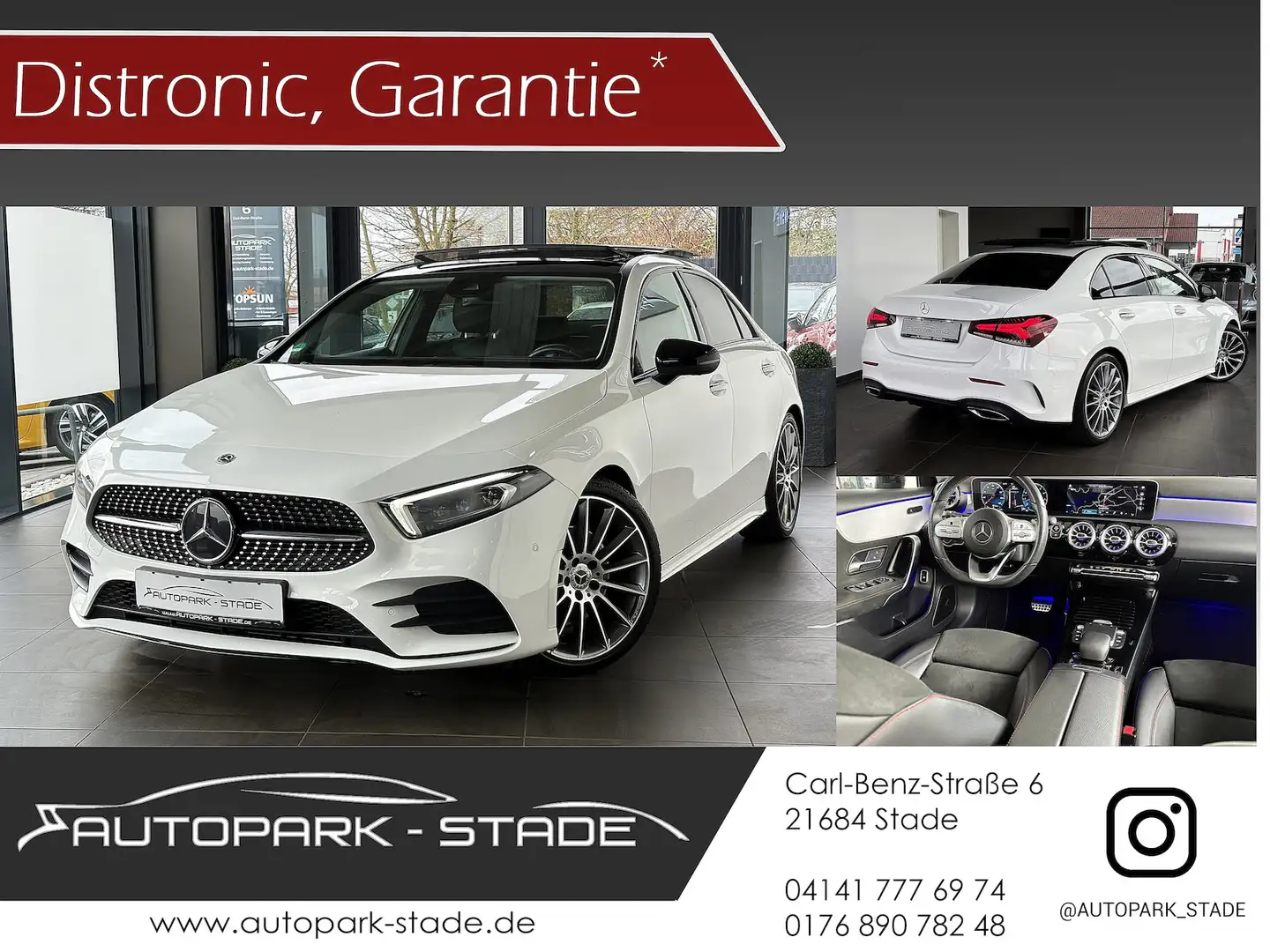 Mercedes-Benz A 220 d 4M AMG Distronic Pano LED 360 Widescr Blanc - 1