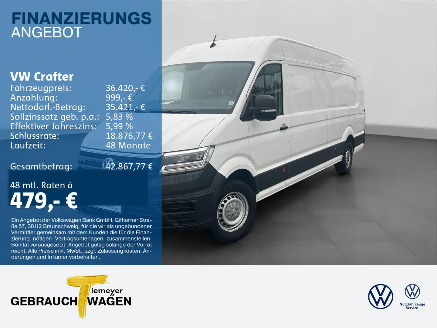 Volkswagen Crafter Kasten TDI 4M LR HD NAVI KLIMA AHK Weiß - 1