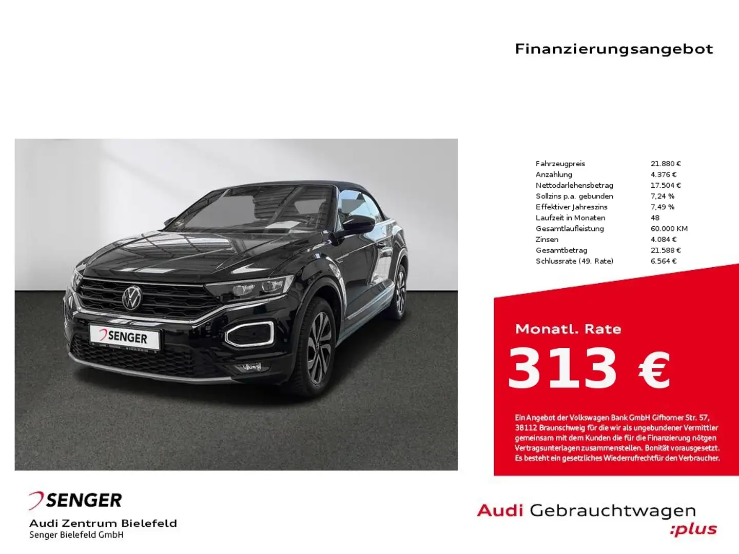 Volkswagen T-Roc Cabriolet 1.0 TSI CarPlay LED Sitzheizung Zwart - 1
