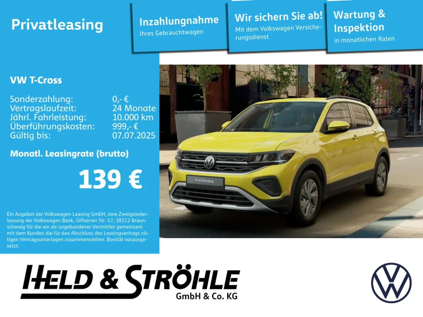 Volkswagen T-Cross Life Leasingaktion bis 07.07.2025 Jaune - 1