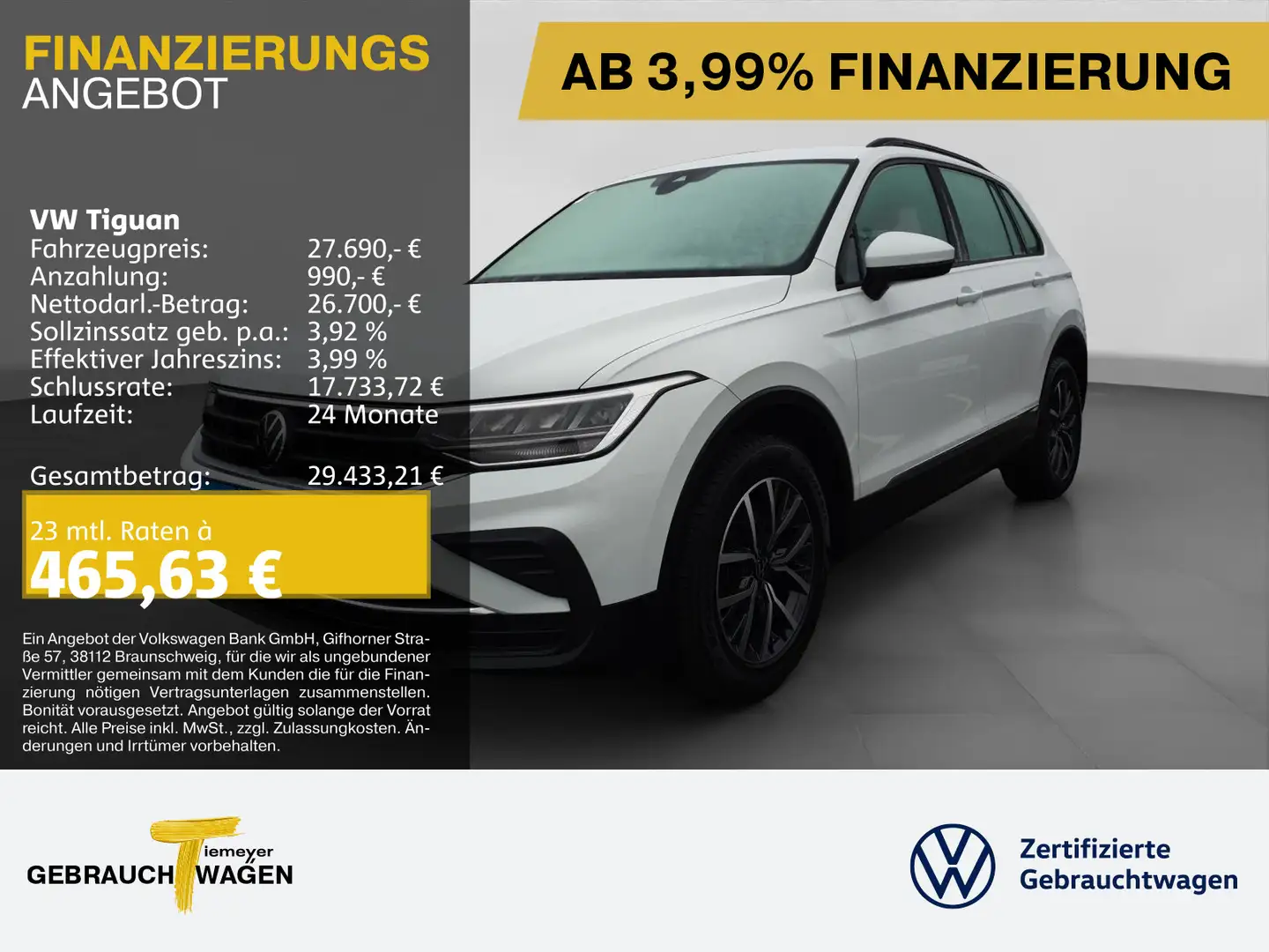 Volkswagen Tiguan 2.0 TDI DSG LIFE AHK KAMERA NAVI Weiß - 1