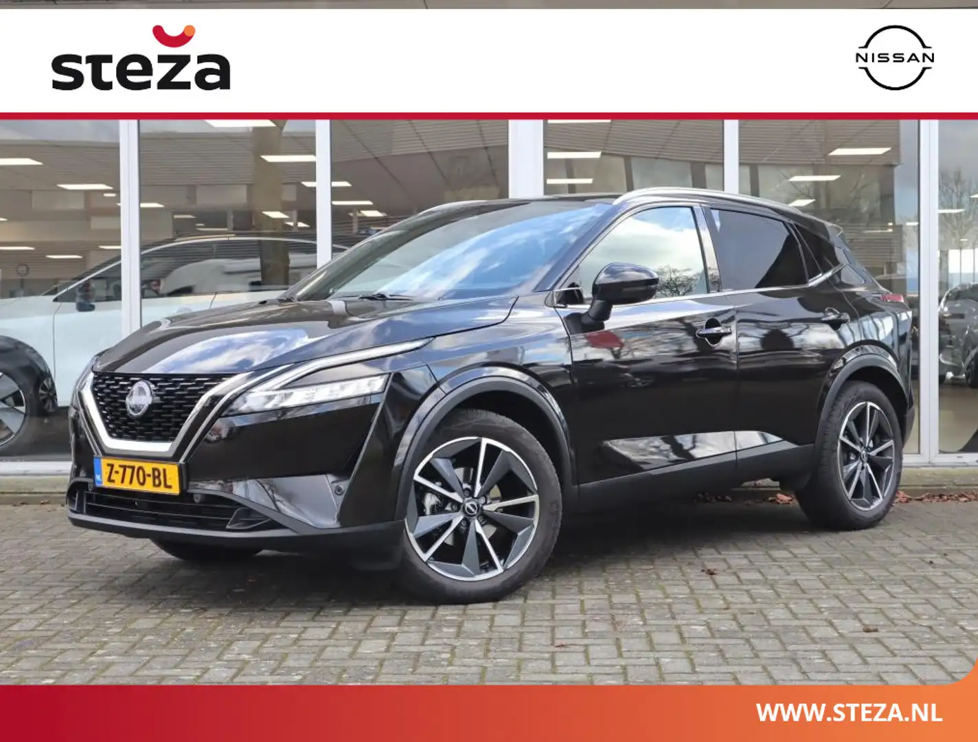 Nissan Qashqai 1.3 MHEV Xtronic Tekna | AUTOMAAT | Panoramadak | Zwart - 1