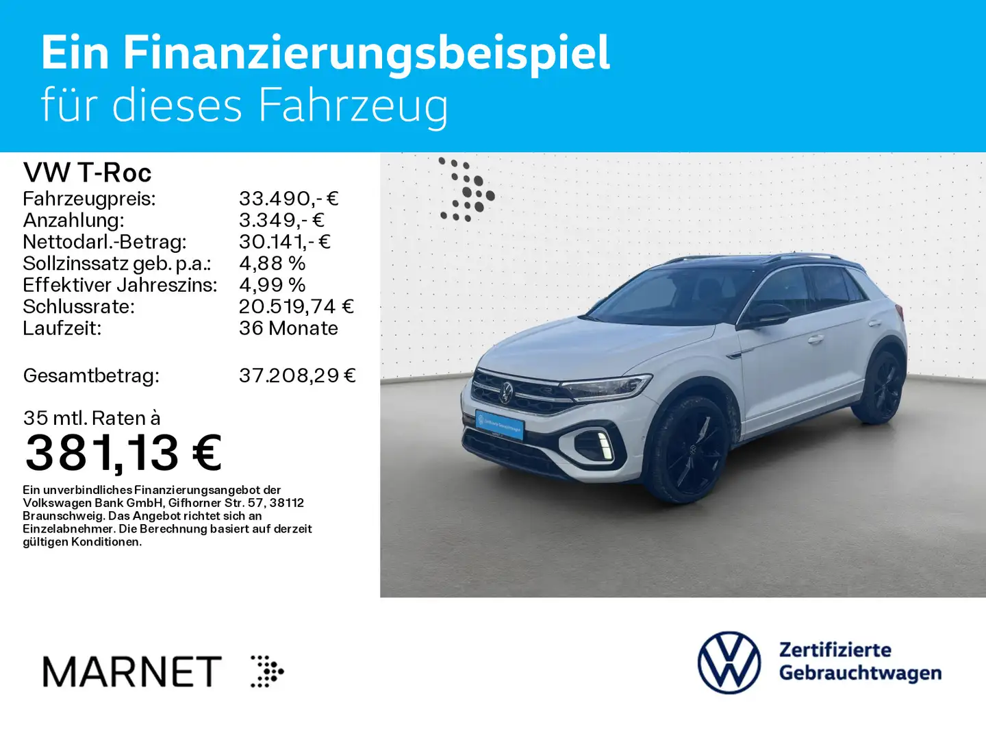 Volkswagen T-Roc 2.0 TSI R-Line 4Motion Black Style Navi*AH Weiß - 2
