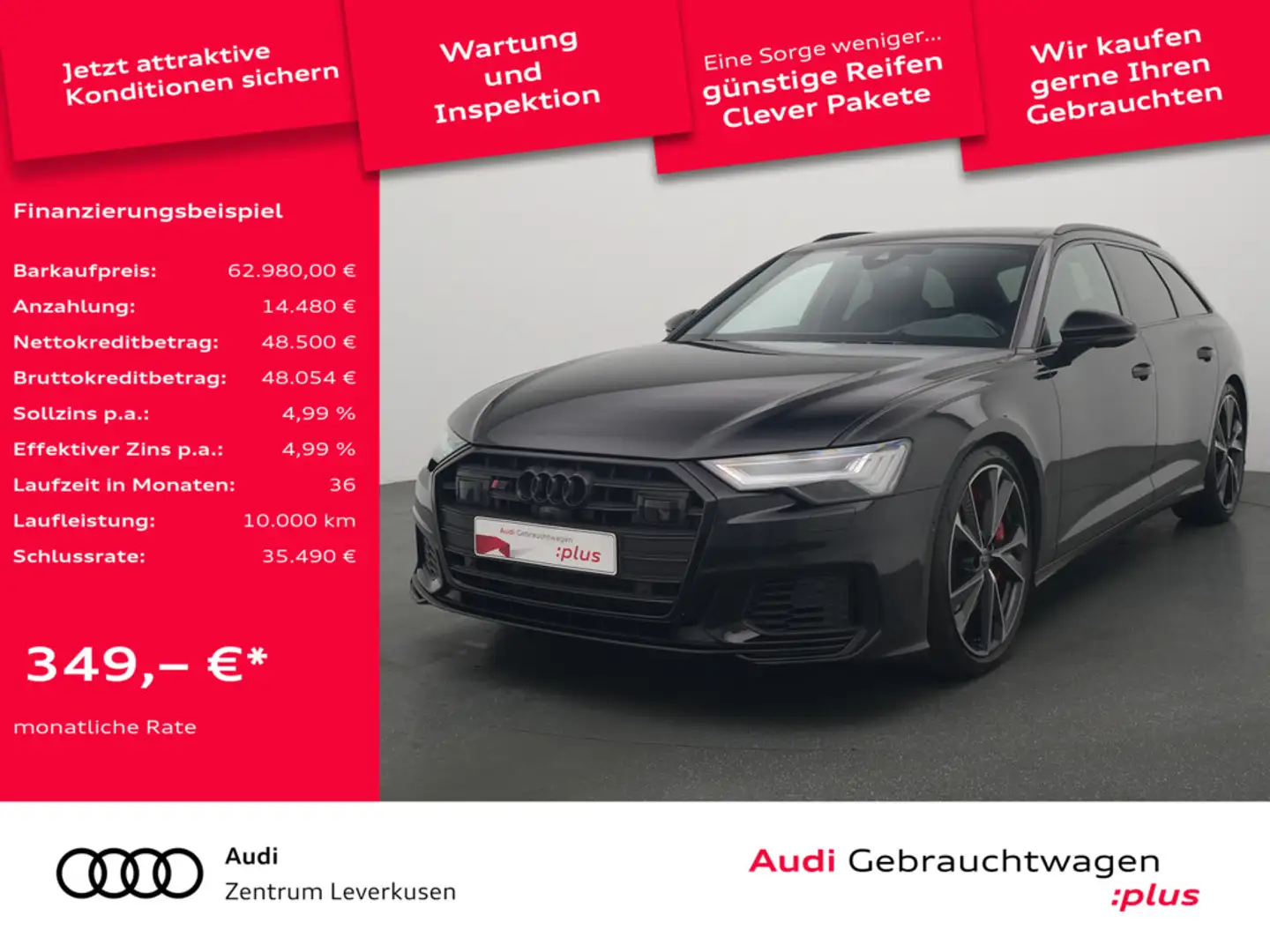 Audi S6 Avant STANDHZ NACHTSICHT B&O AHK LUFT LEDE Noir - 1
