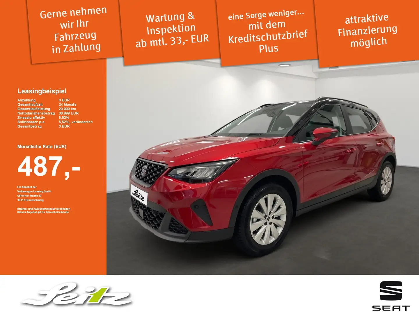 SEAT Arona 1.0 TSI Road Edition *NAVI*KAMERA*SITZH* Rood - 1