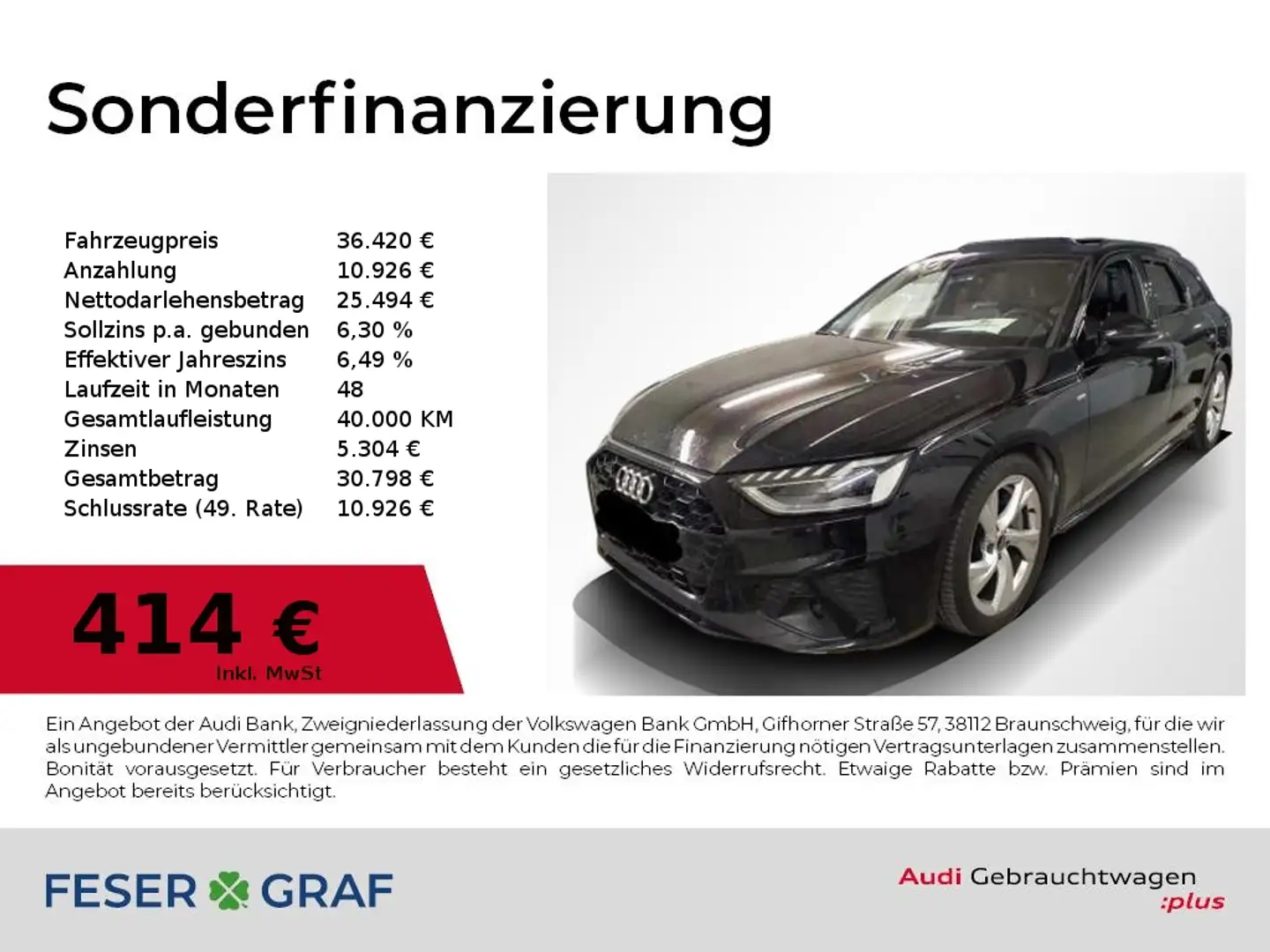 Audi A4 Avant 45 TFSI qu S Line Int Pano,Leder,LED,Navi Schwarz - 1