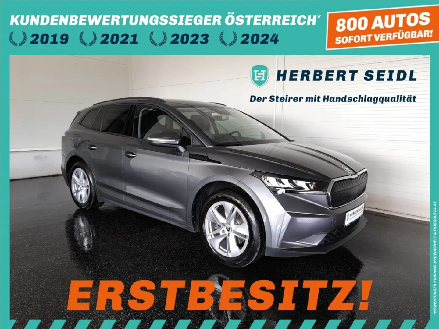 Skoda Enyaq 50 IV AUT *TEILLEDER / 19 ZOLL / VOLL-LED / NAVI / KAMERA / ACC / KEYLESS / SHZG / VERKEHRSZEICHENASSIST* Grau - 1