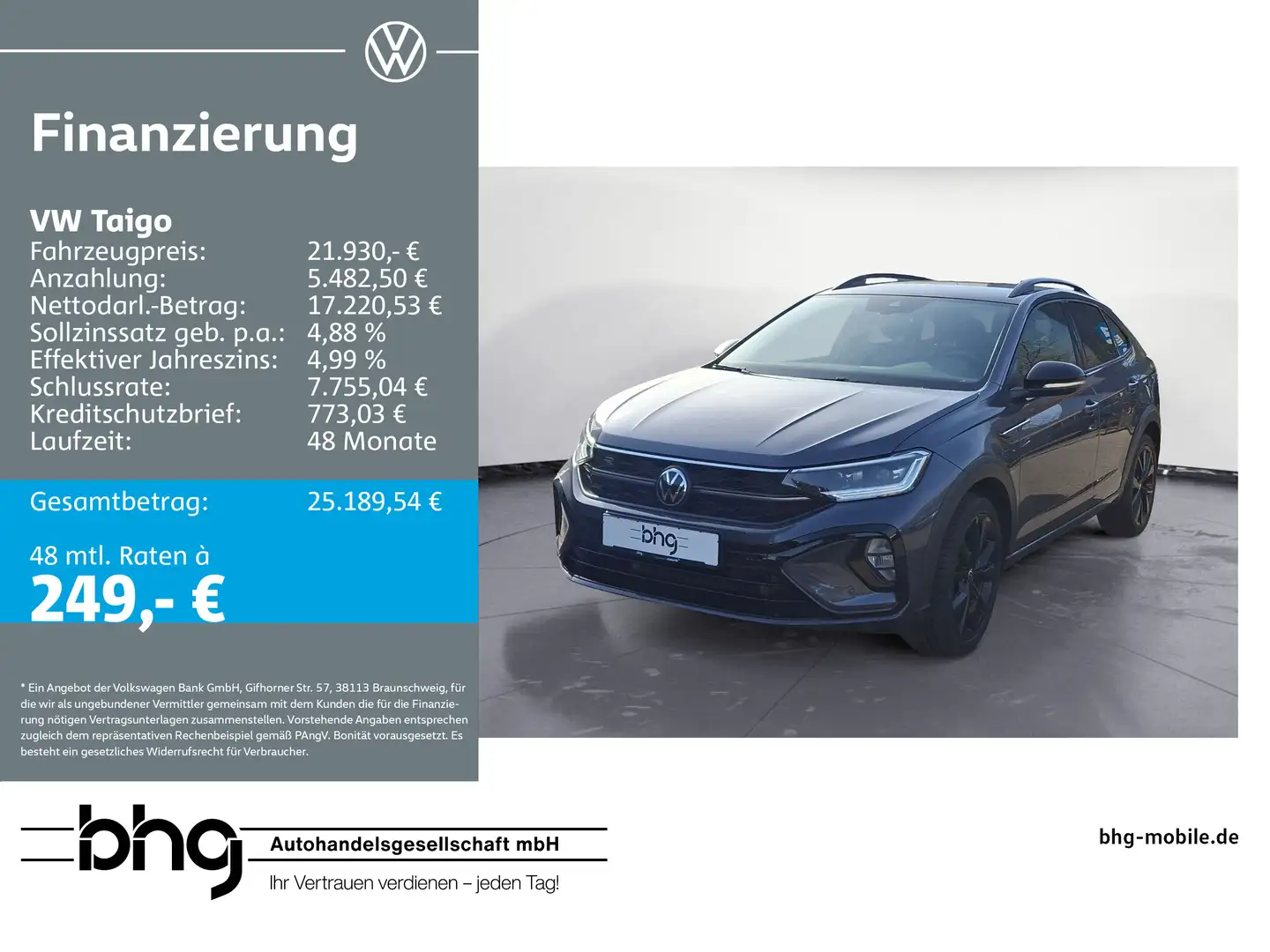 Volkswagen Taigo R-Line 1,0 l TSI OPF Grau - 1