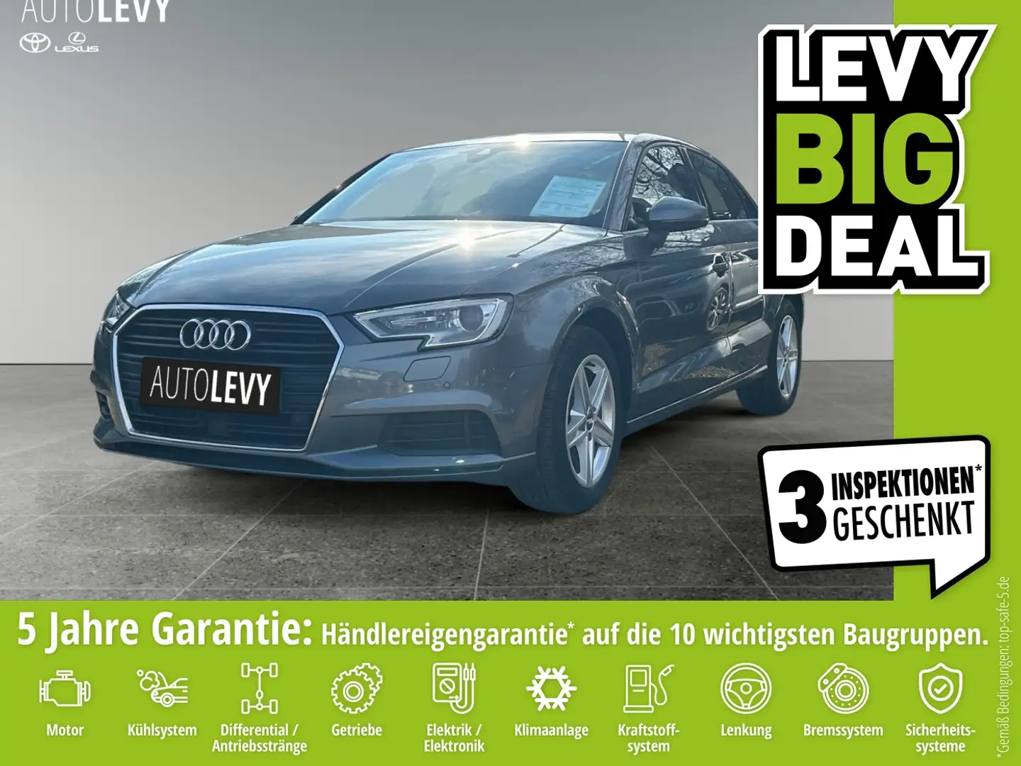 Audi A3 1.0 30 TFSI +NAVI+LEDER+PDC+ALU+KLIMAATM+ Šedá - 1
