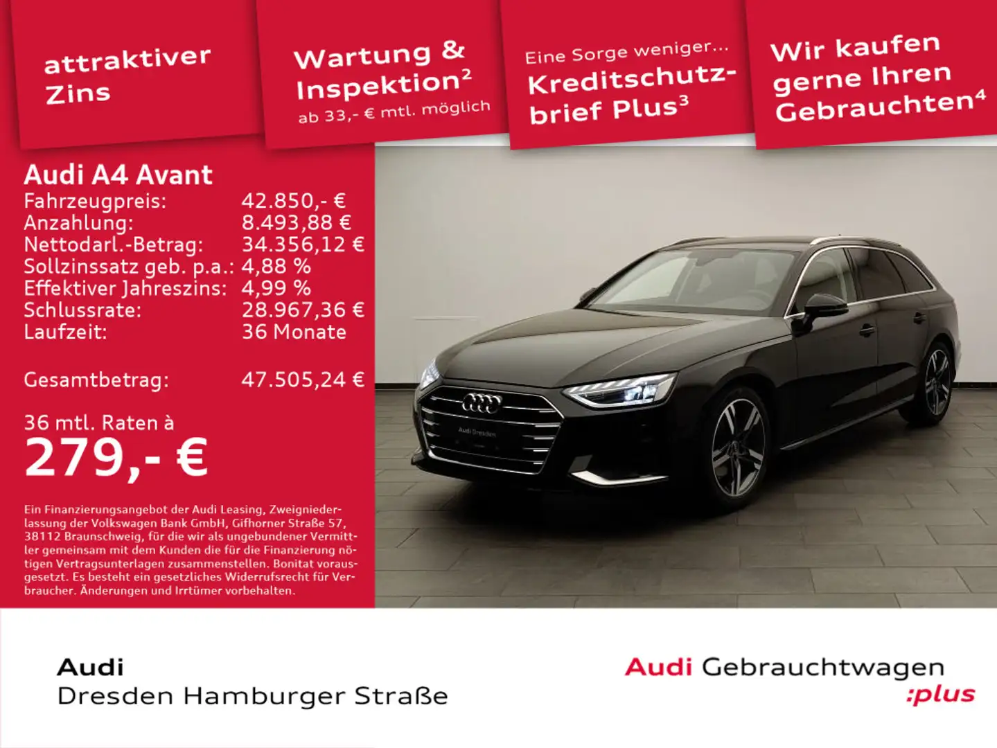 Audi A4 advanced 30 TDI Schwarz - 1