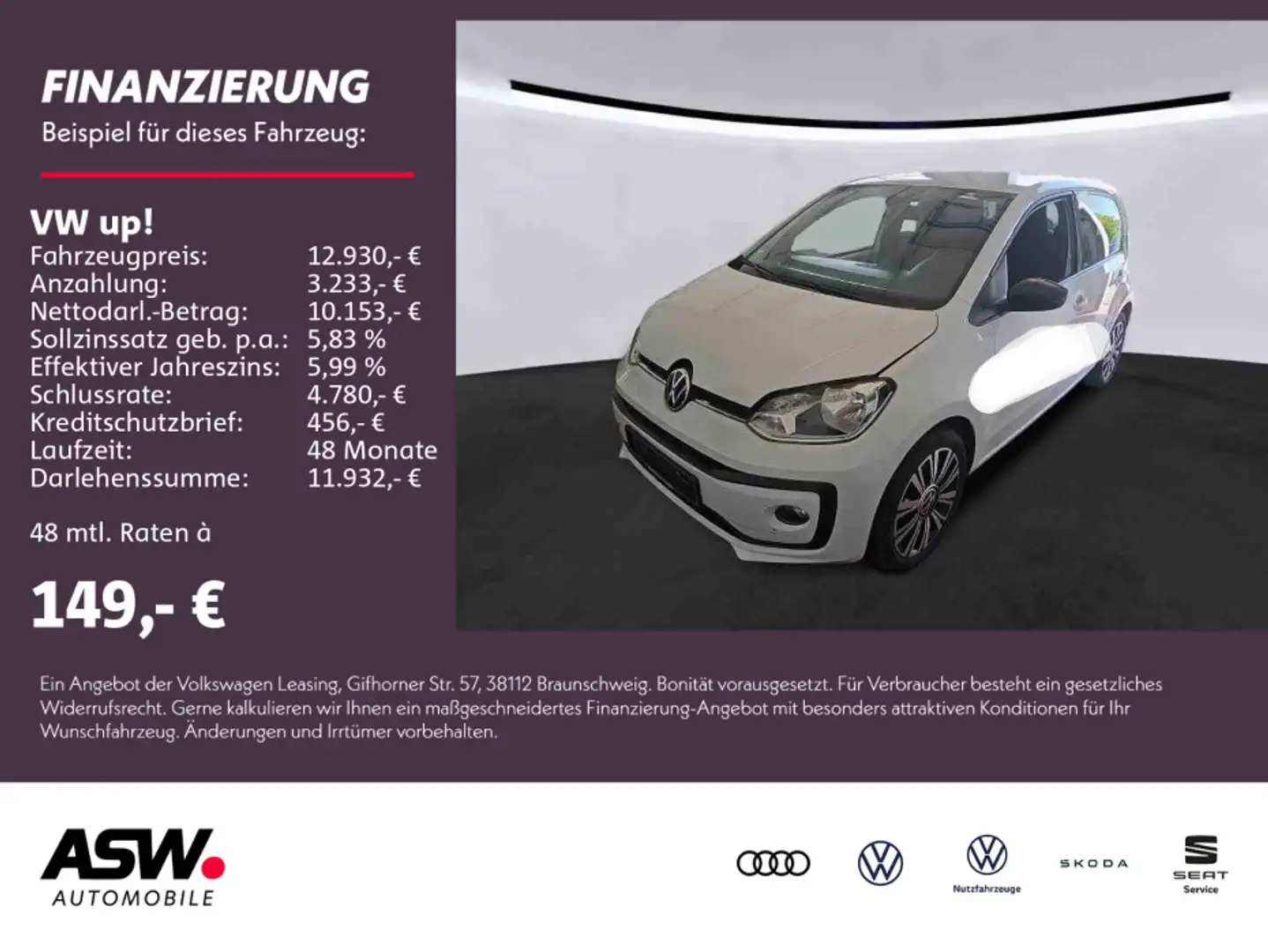 Volkswagen up! UNITED 1.0 MPI Klima RFK Tempomat PDC SHZ Weiß - 1
