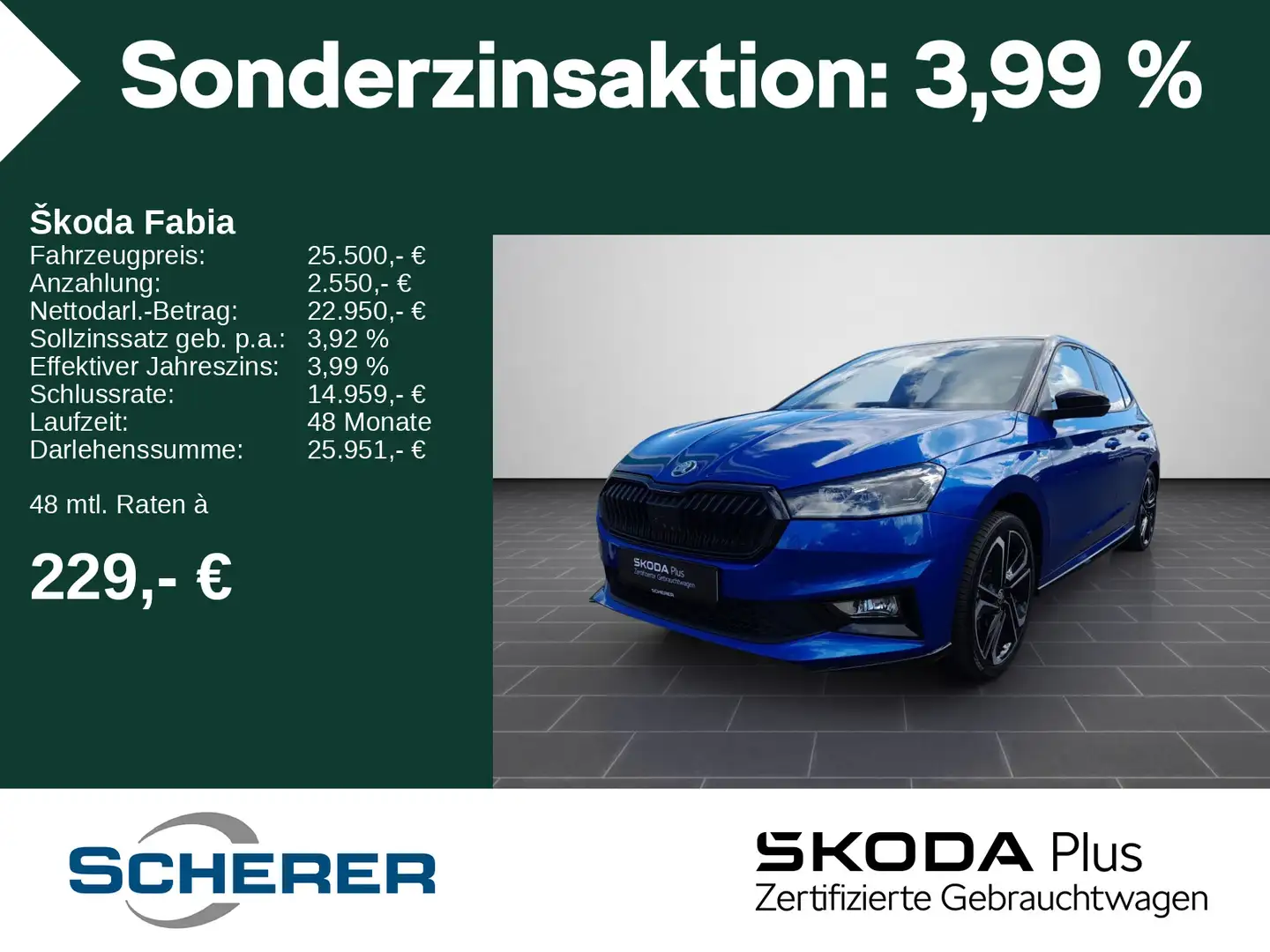 Skoda Fabia Monte Carlo 1.5 TSI DSG Navi Climatronic V Bleu - 1