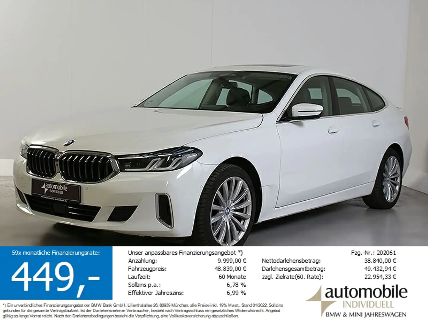 BMW 640 d xDr Gran Turismo Lux Line Laser3xTV Panoram Weiß - 1