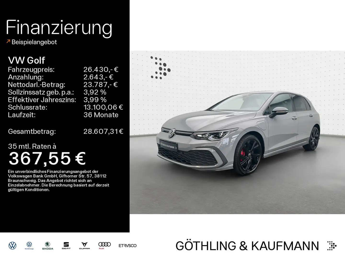 Volkswagen Golf GTE GTE 1.4TSI eHybrid*NAVI*BlackStyle*LEDER*KA Grau - 1