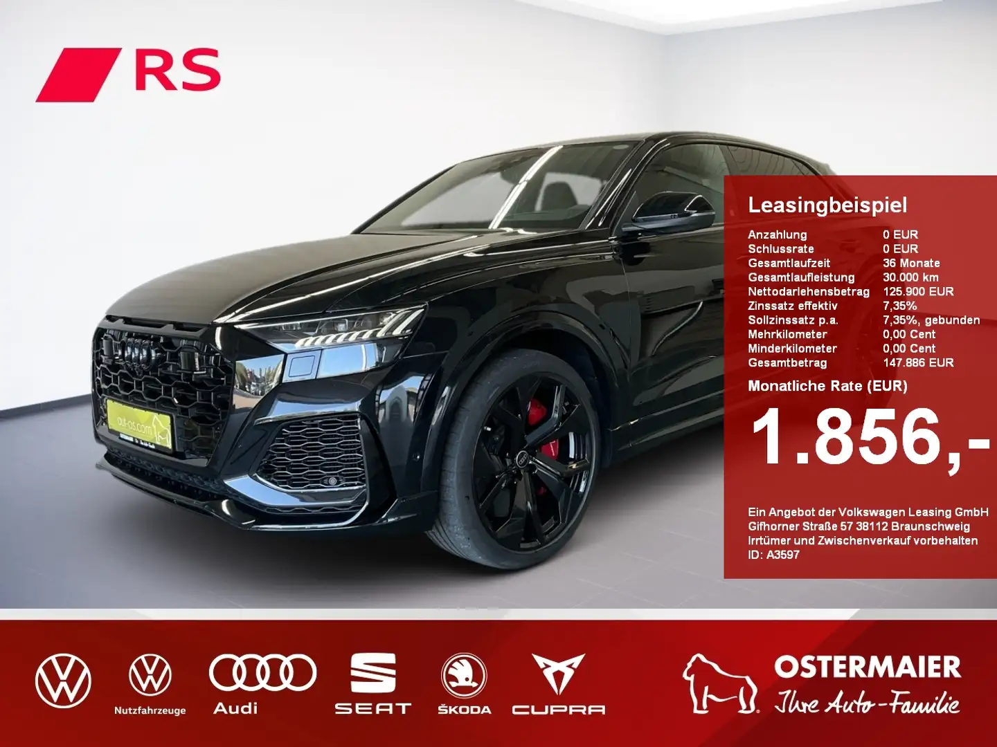 Audi RS Q8 RSQ8 DYNAMIK+.V-MAX.RS-AGA.KERAMIK.AirS.STHZ.AHK.S Noir - 1