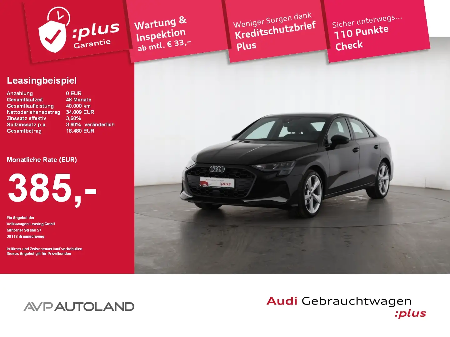 Audi A3 Limousine 35 TDI S tronic advanced | SHZ Schwarz - 1