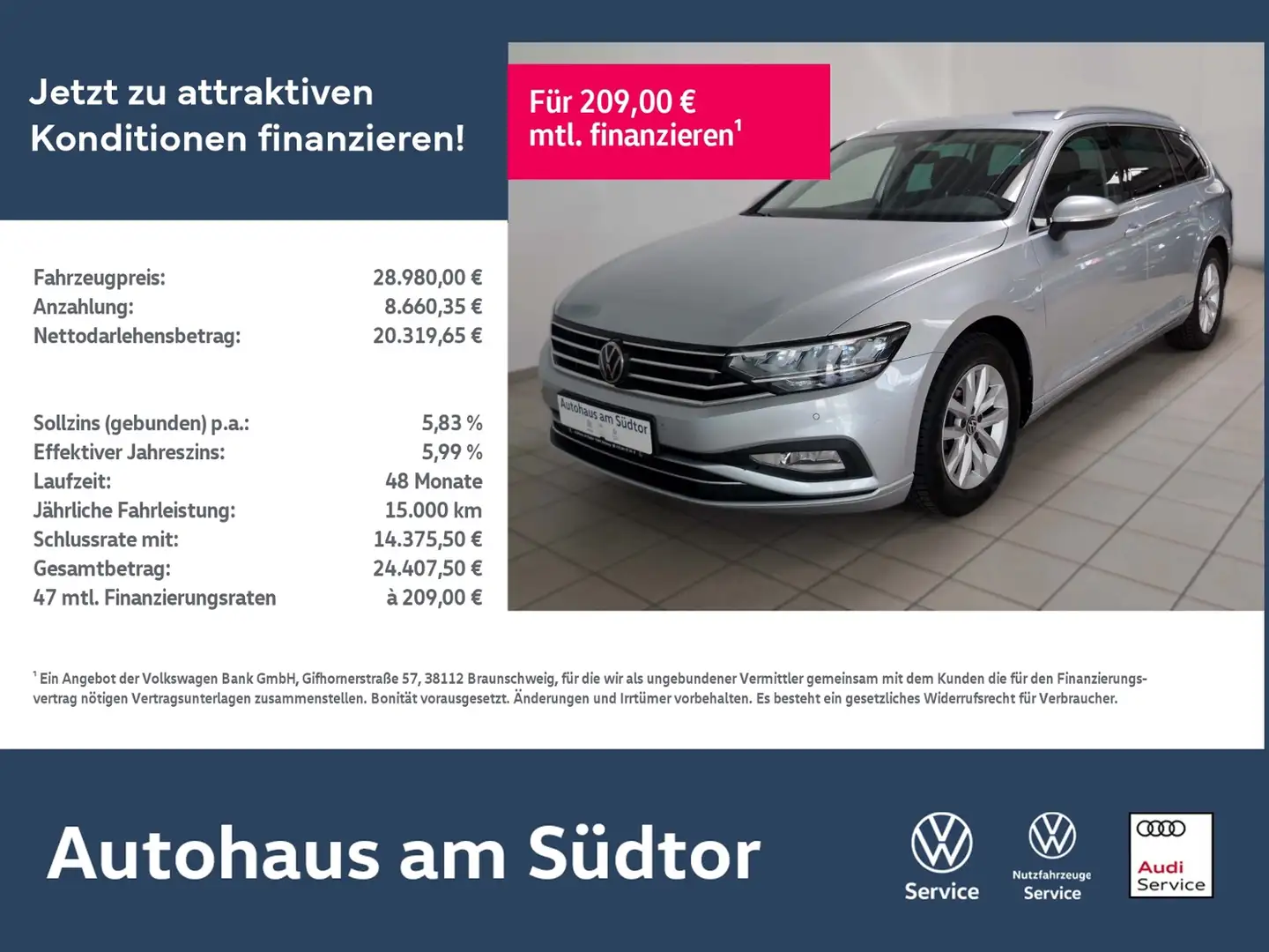 Volkswagen Passat Variant Business 2.0 TDI | LED AHK RFK Silber - 1