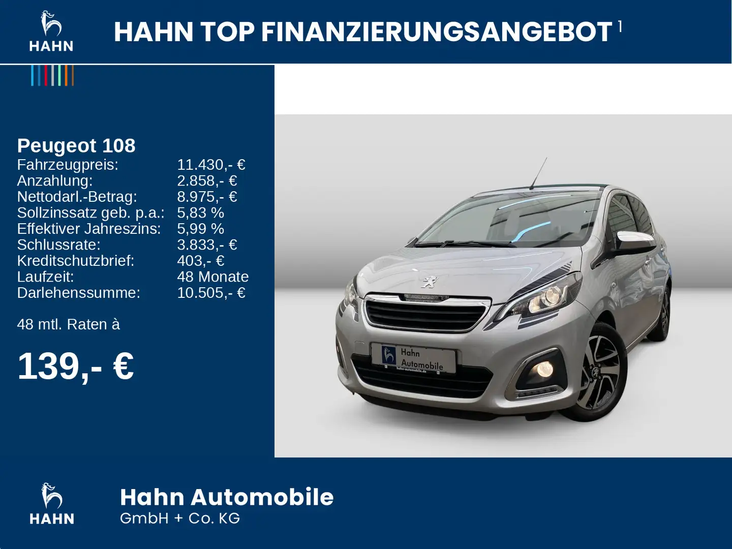 Peugeot 108 1.0 VTi TOP! Collection Bluetooth Klima Silber - 2