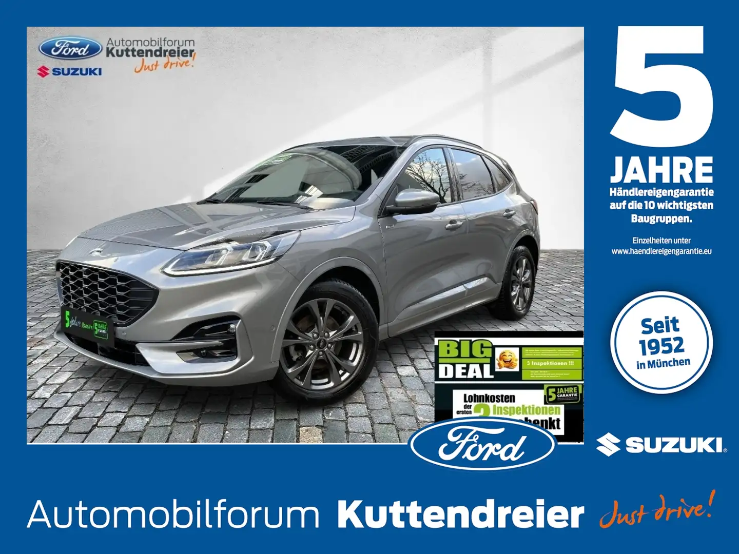 Ford Kuga ST-Line X AHK schw. Voll-LED Teilleder Navi Gris - 1
