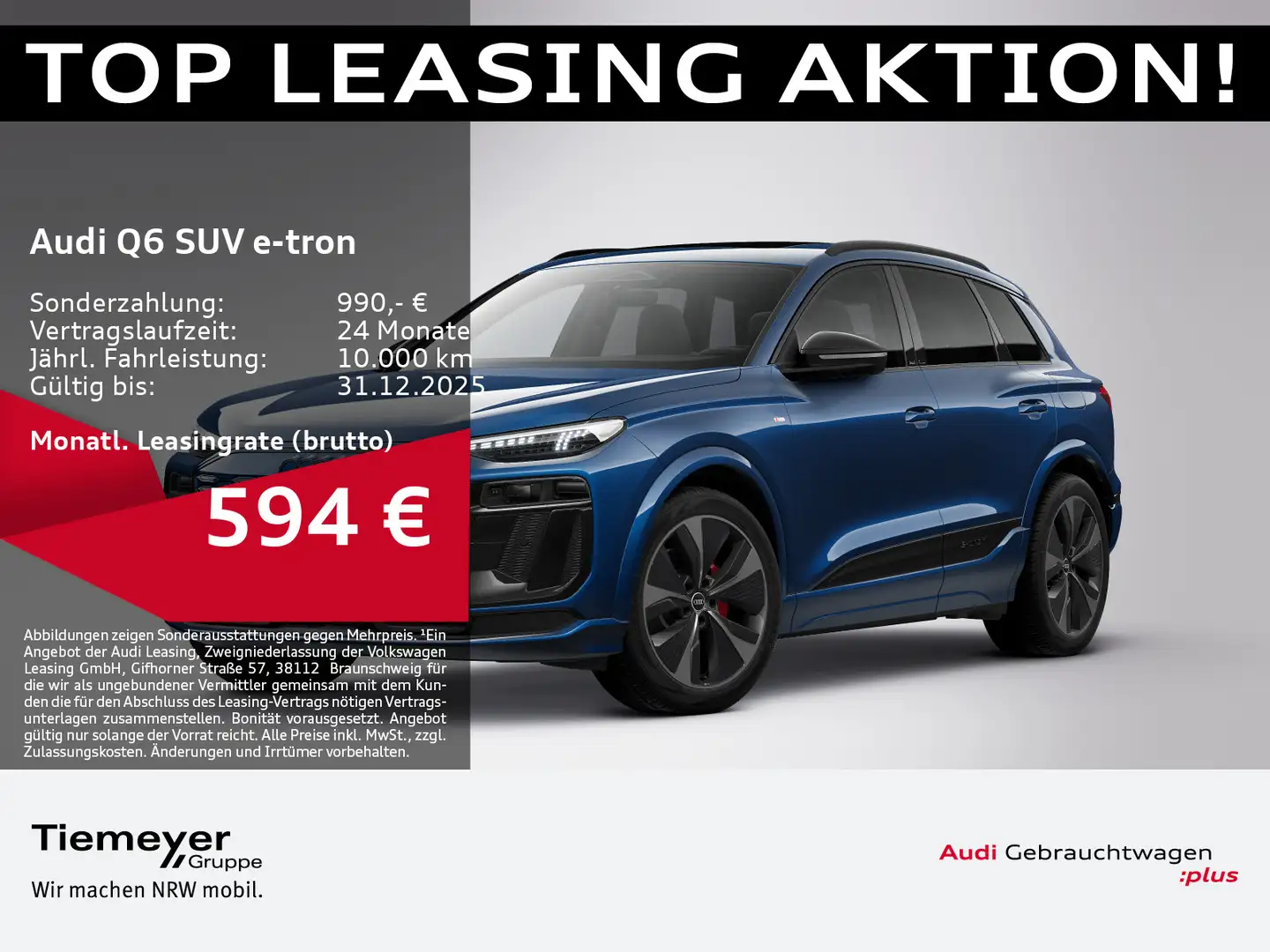 Audi Q6 e-tron Q S LINE EDITION LM21 PANO AHK BuO LUF Blauw - 1
