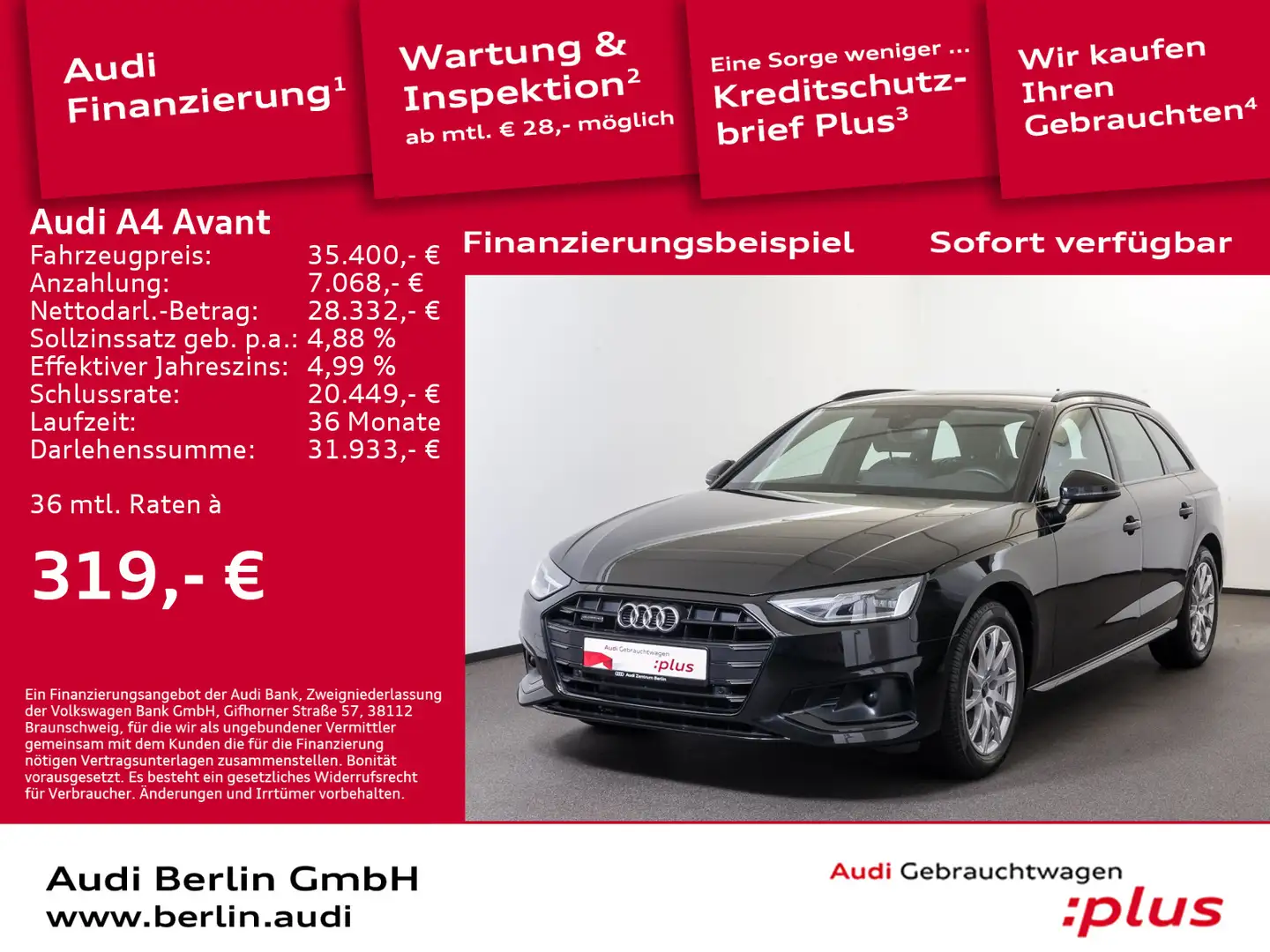 Audi A4 Advanced 40 TDI qu. S tr. AHK PDC NAVI Schwarz - 1