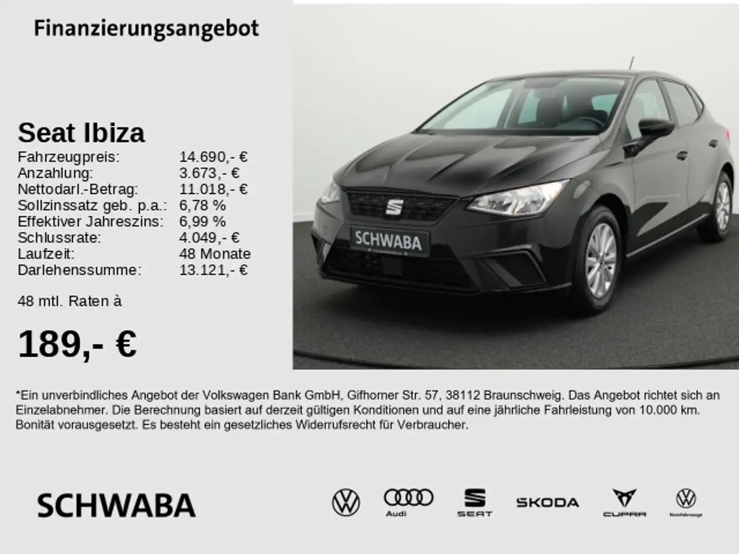 SEAT Ibiza Style 1.0 TSI *KLIMA*FullLink*PDC*15''* Schwarz - 1
