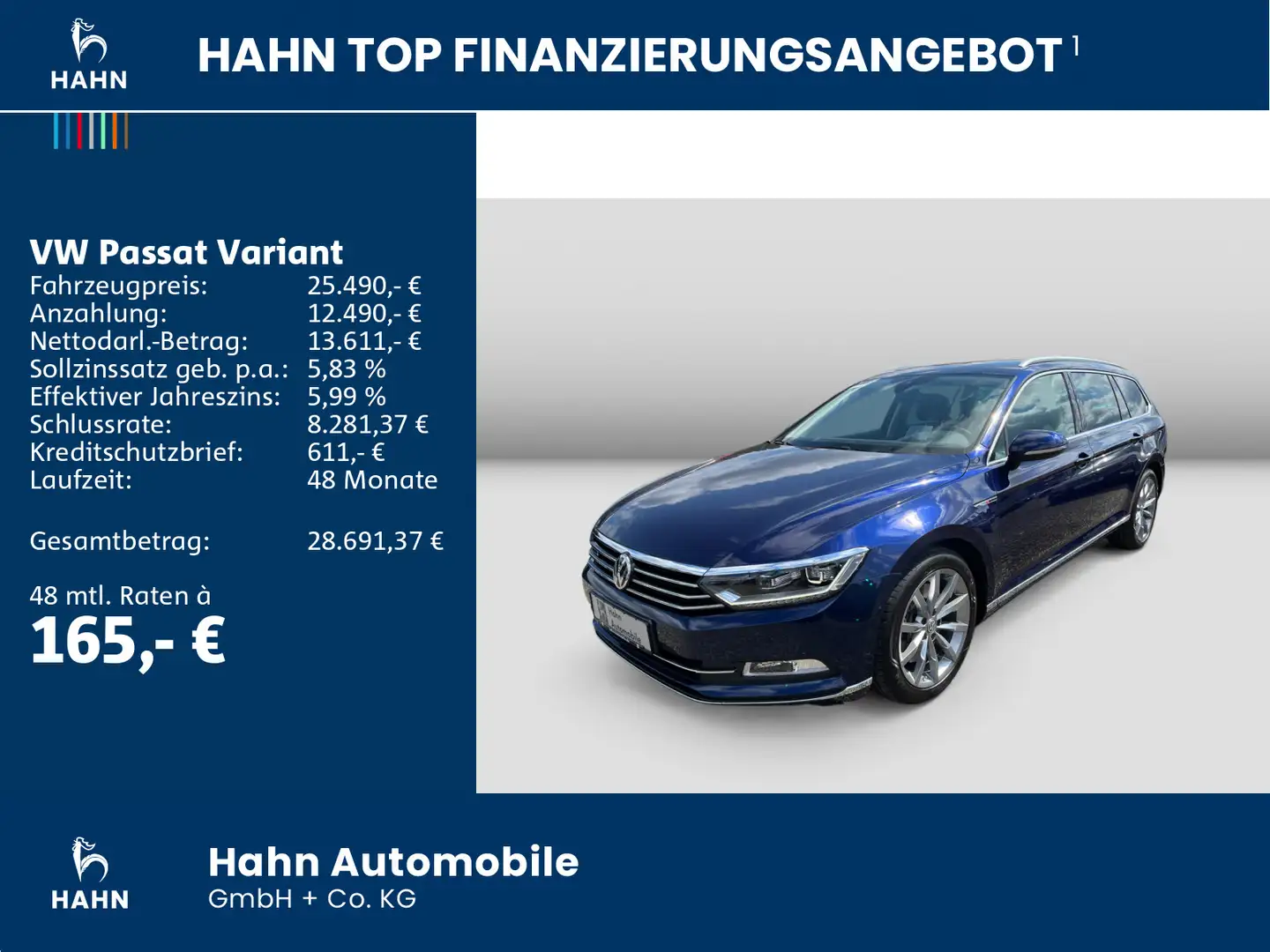 Volkswagen Passat Variant 2.0TDI 4Mot DSG High LED ACC AHK Blau - 2