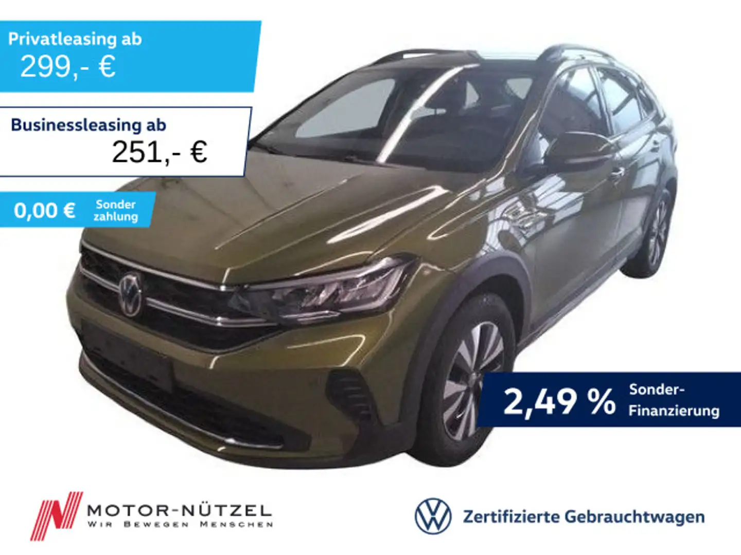 Volkswagen Taigo 1.5 TSI DSG LIFE 5JG+LED+NAVI+AHK+DAB+SHZ Grün - 1