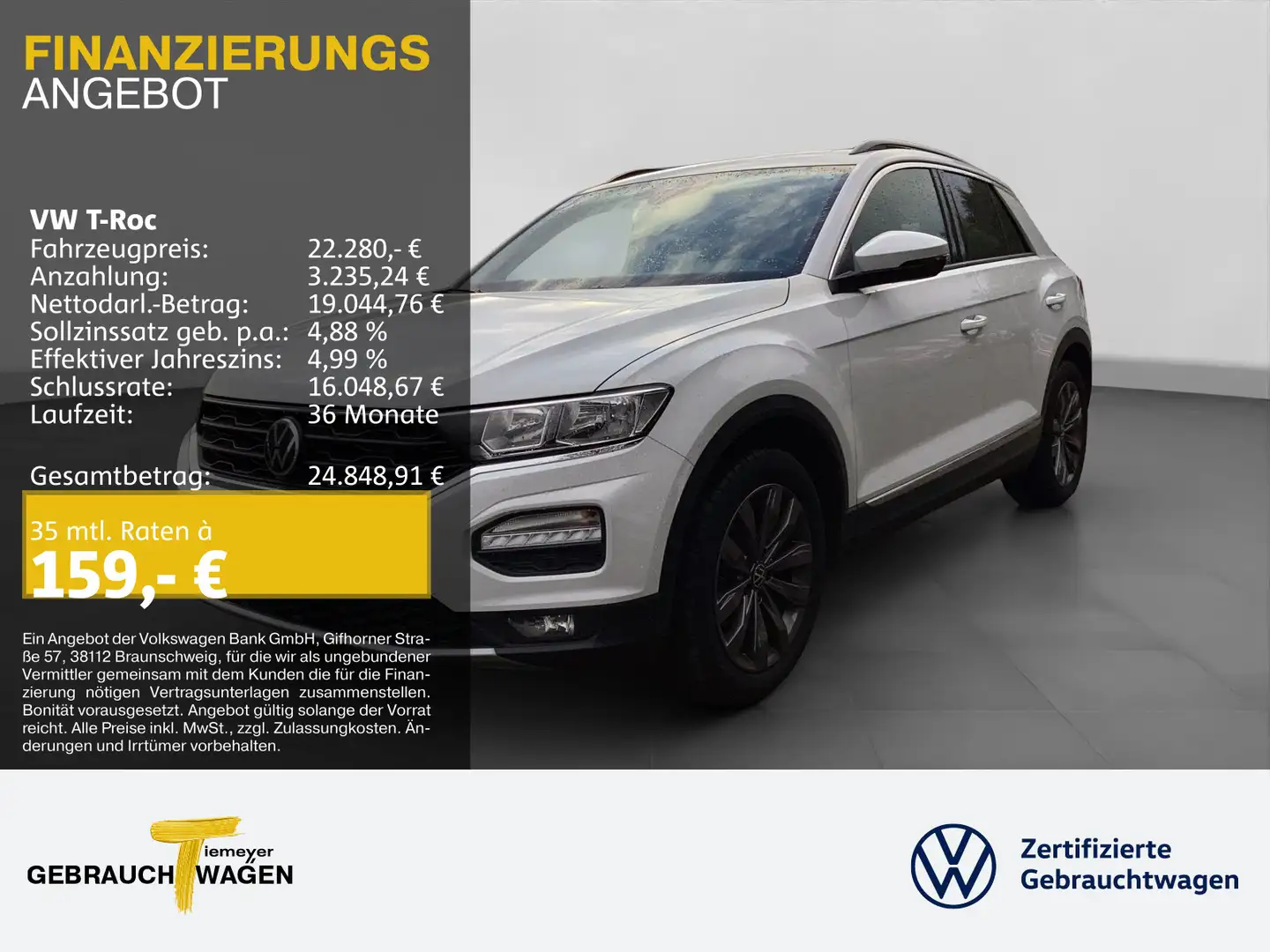 Volkswagen T-Roc 1.5 TSI DSG SPORT PDC LM17 KLIMA Weiß - 1