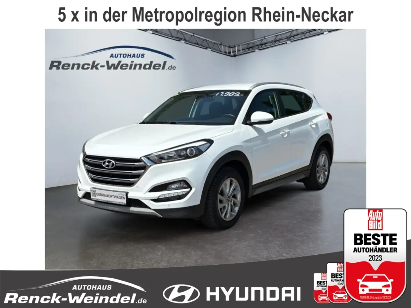 Hyundai TUCSON Style 1.6 T-GDi Navi Mehrzonenklima Fahrerprofil D Weiß - 1