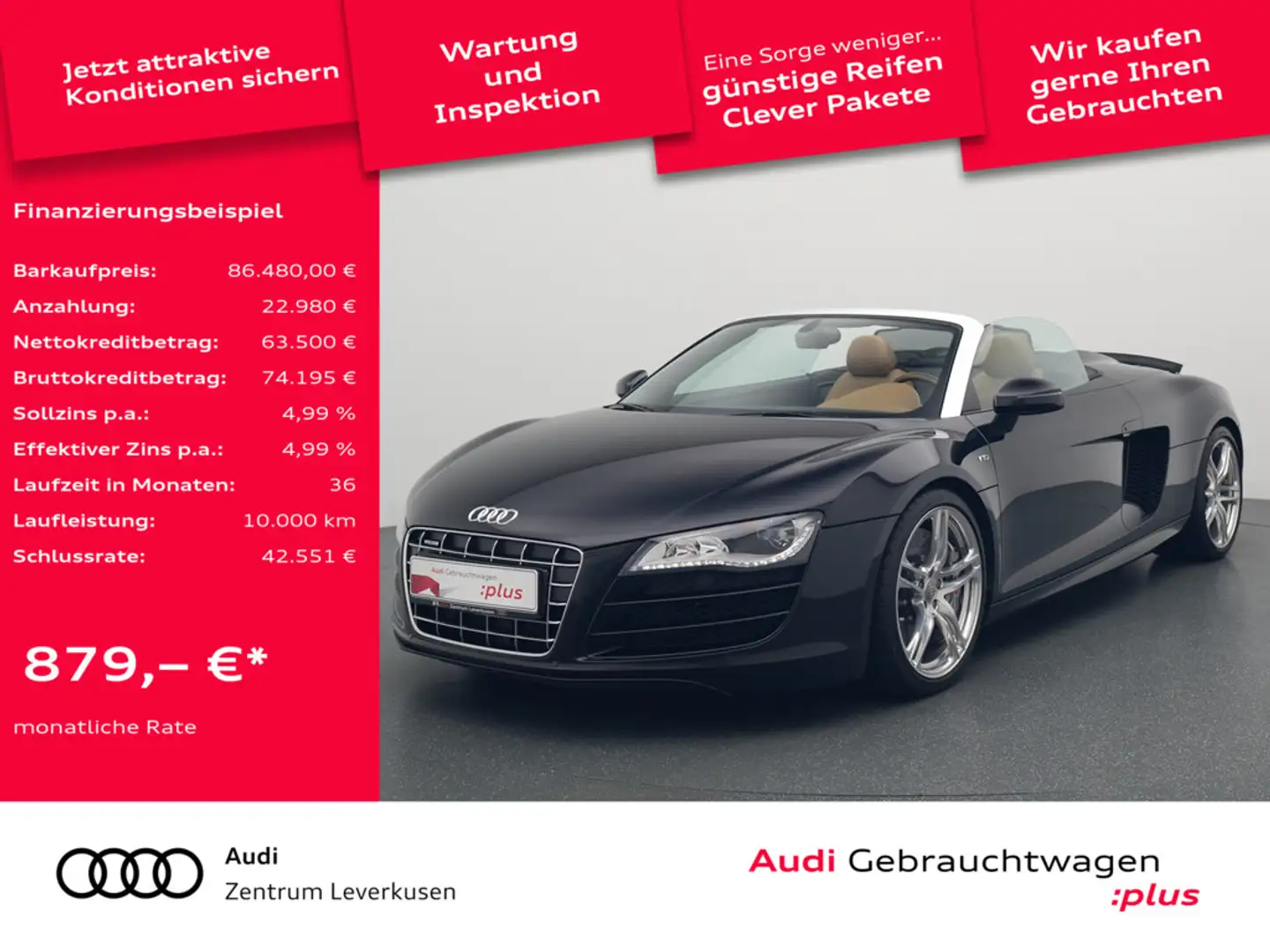 Audi R8 Spyder 5.2 quattro R TRON KERAMIK NAVI LED Black - 1