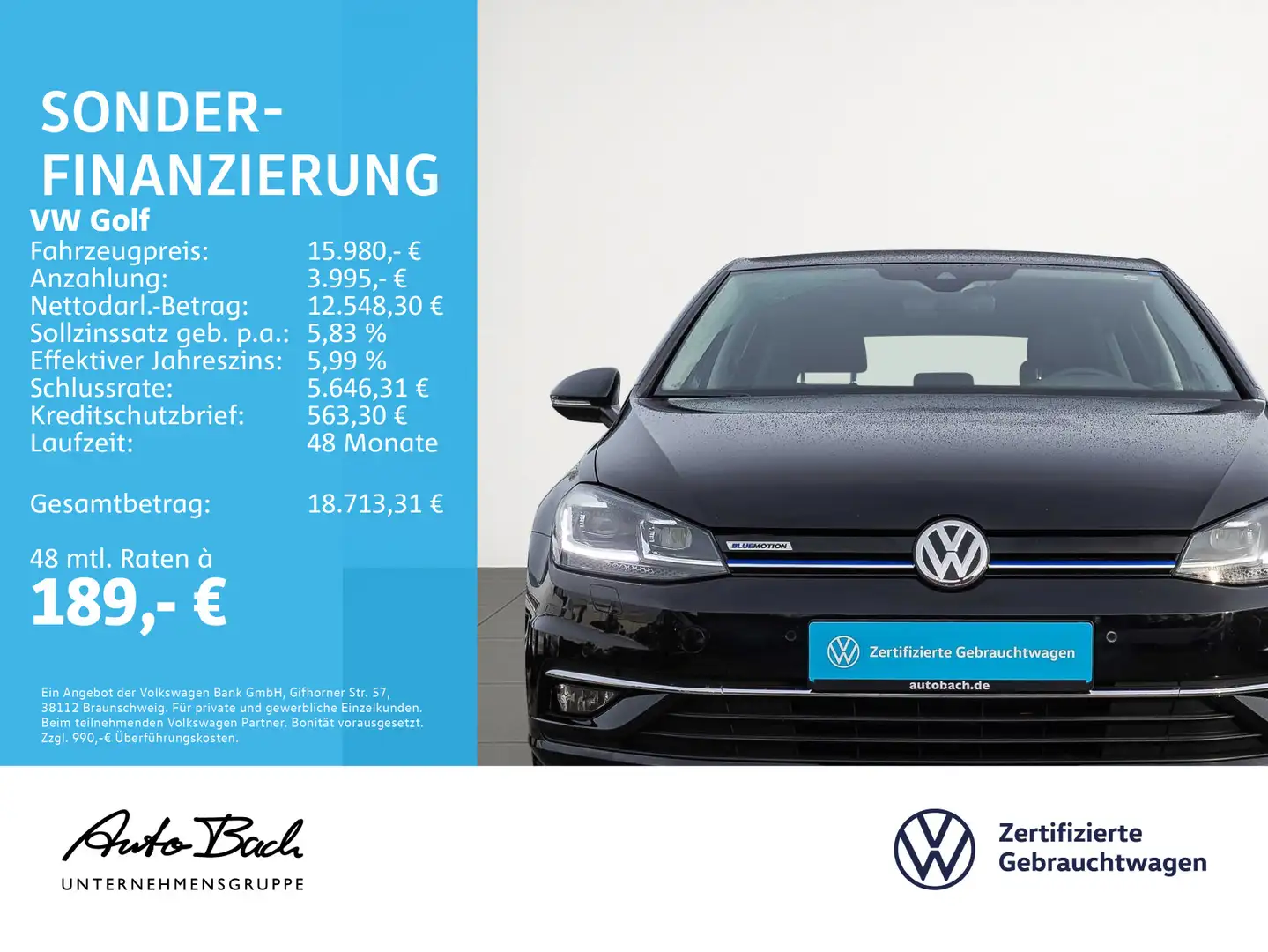 Volkswagen Golf VII 1.5 TSI IQ.DRIVE Navi LED ACC EPH AHK Schwarz - 2