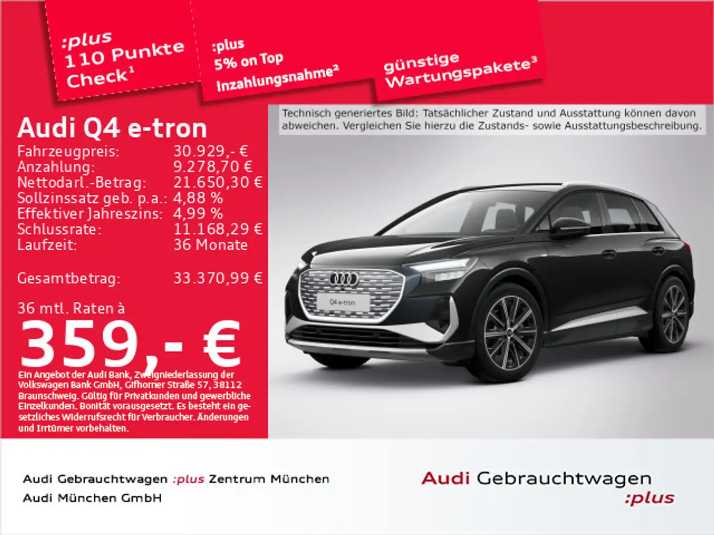 Audi Q4 e-tron 35 S line SONOS/Navi+/20"Zoll Schwarz - 1