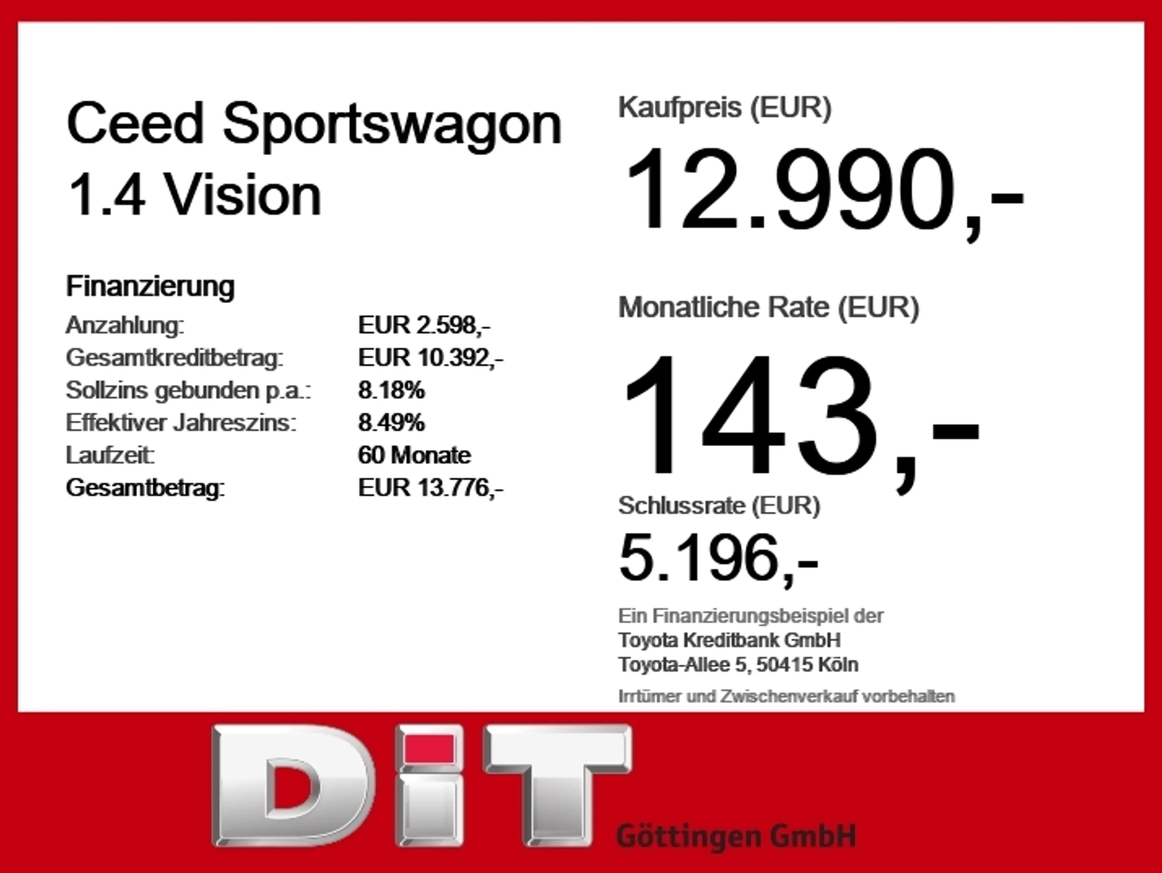 Kia Ceed SW / cee'd SW 1.4 Vision SHZ+Fernlichtass.+LM — photo 3