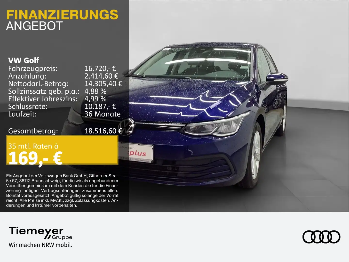 Volkswagen Golf 1.0 TSI LIFE NAVI SITZHZ LED PDC Blau - 1