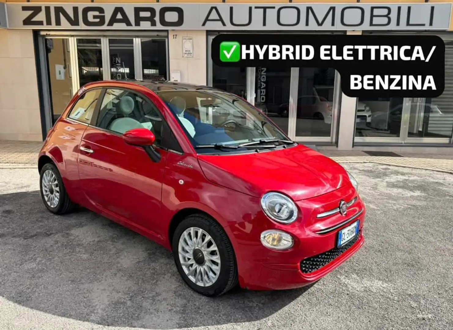 Fiat 500 1.0 HYBRID 70 CV. DOLCEVITA *TETTO+PELLE+CERCHI* Rosso - 1