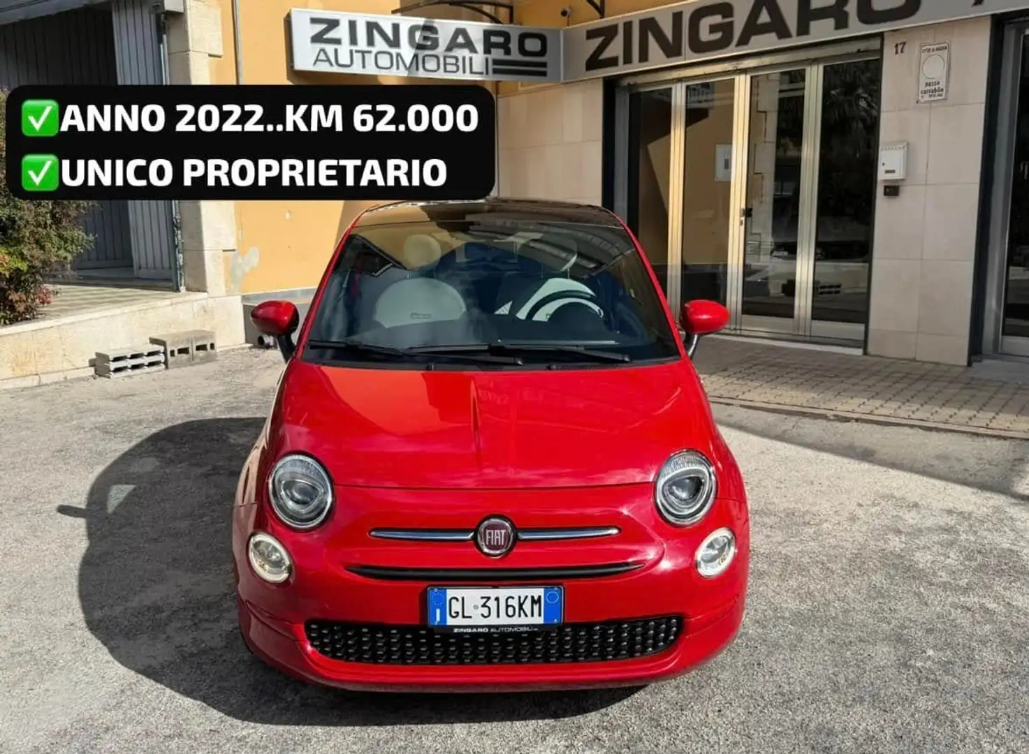 Fiat 500 1.0 HYBRID 70 CV. DOLCEVITA *TETTO+PELLE+CERCHI* Rosso - 2