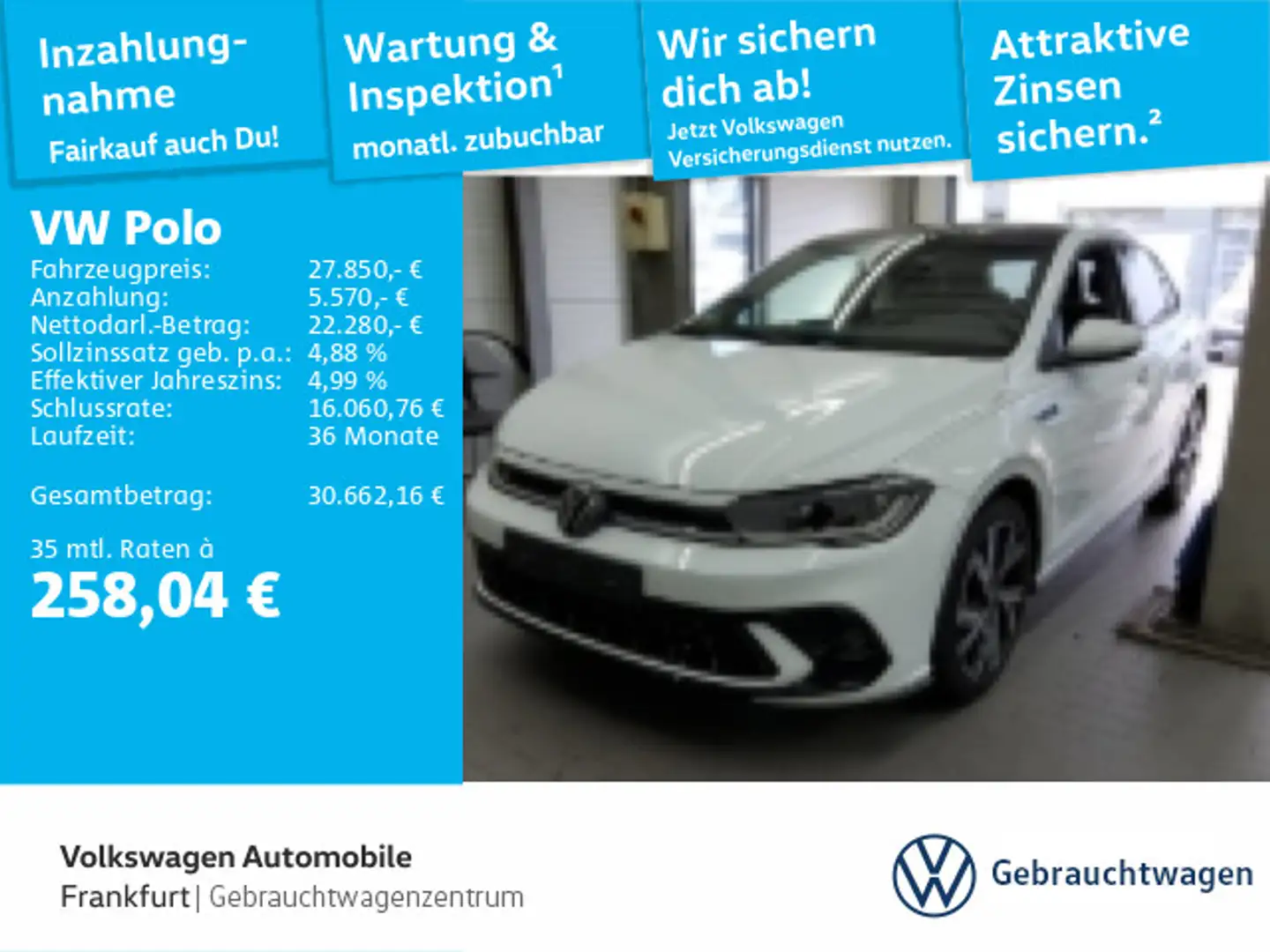 Volkswagen Polo 1.0 TSI DSG R-Line Navi IQ.Light DAB+ Front Weiß - 1
