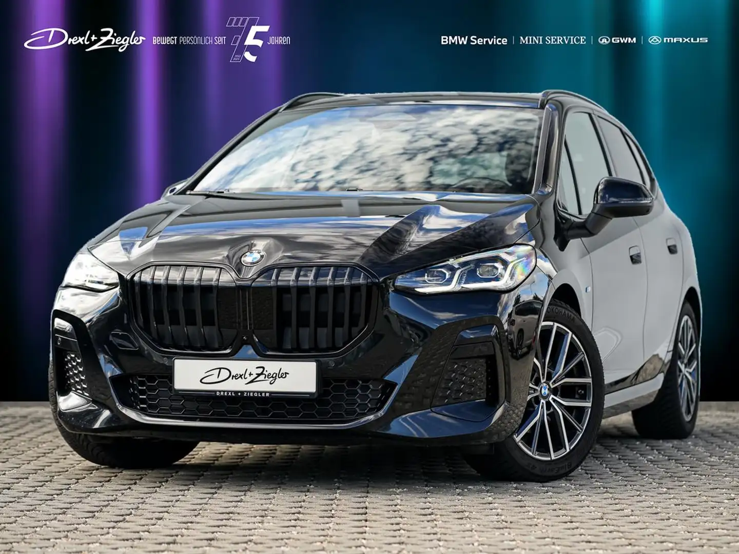 BMW 220 220d Active Tourer M-Sport AHK PANO HuD H&K 360° Schwarz - 1