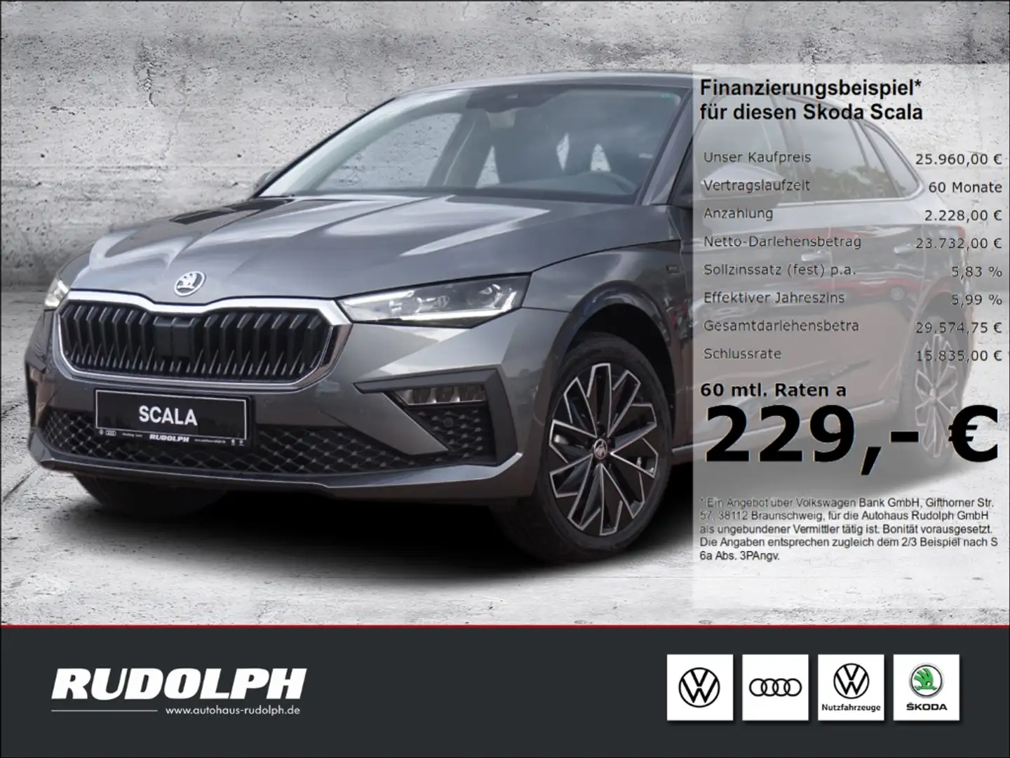 Skoda Scala 1.0 TSI DSG Drive AKTIONSPREIS LED Navi SHZ Rückfa Grau - 1