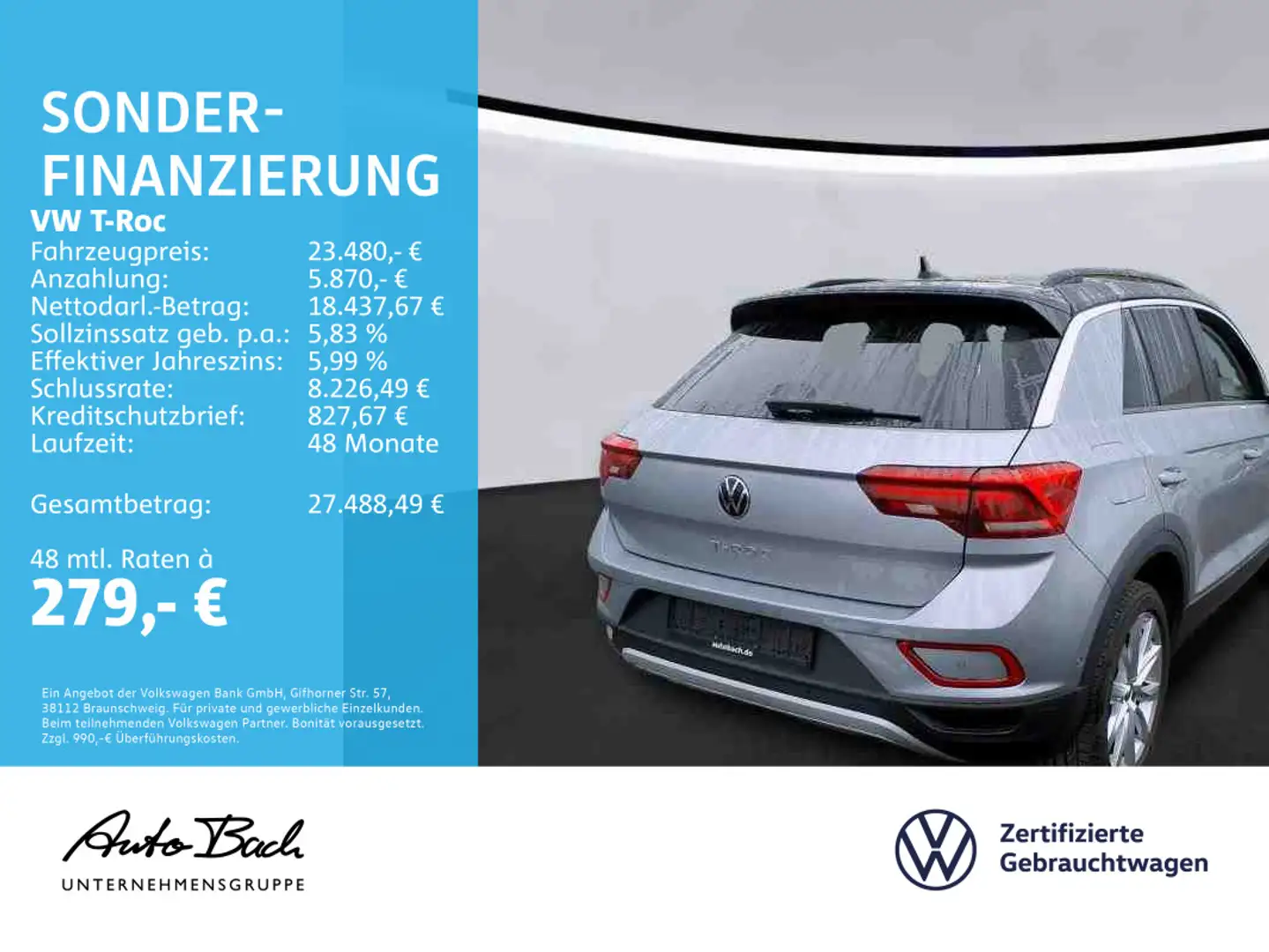 Volkswagen T-Roc 1.5 TSI Life Navi LED ACC EPH CarPlay DAB Silber - 2