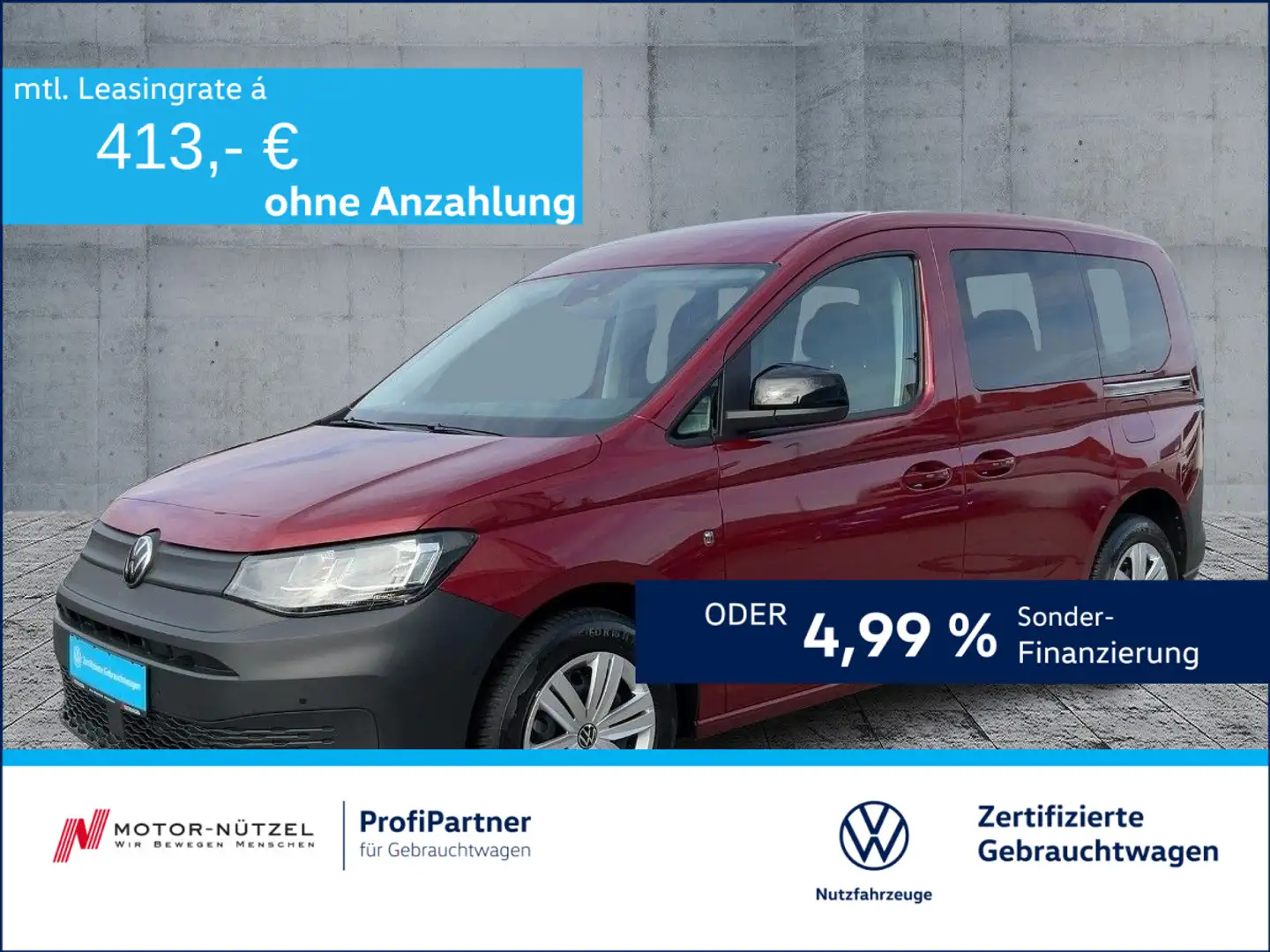 Volkswagen Caddy 1.5 TSI DSG 5JG+ACC+SHZ+2xPDC+MFL+STDHZG Rood - 1