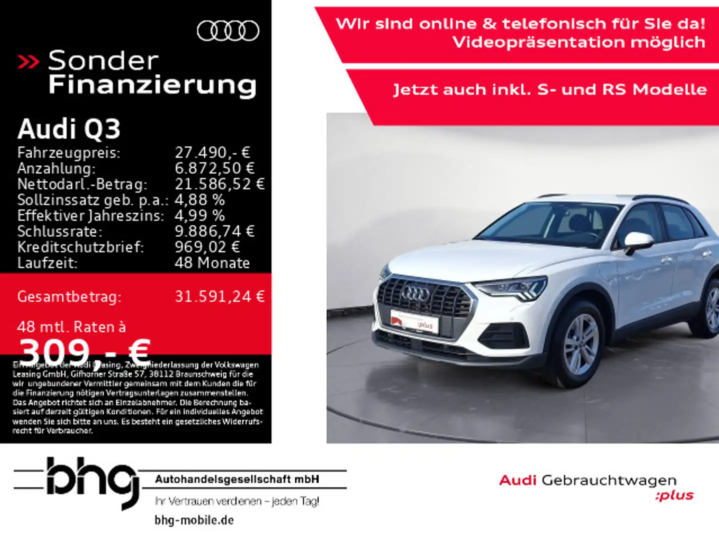 Audi Q3 45 TFSIe S tronic e tron ACC Assist virtualC. Weiß - 1
