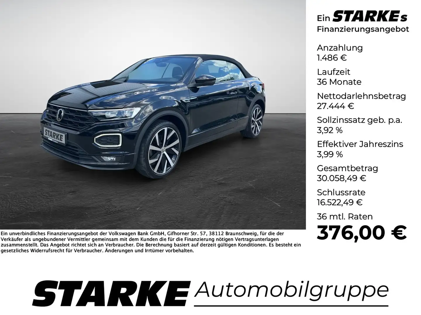 Volkswagen T-Roc Cabriolet 1.5 TSI DSG R-Line Black Style Schwarz - 1