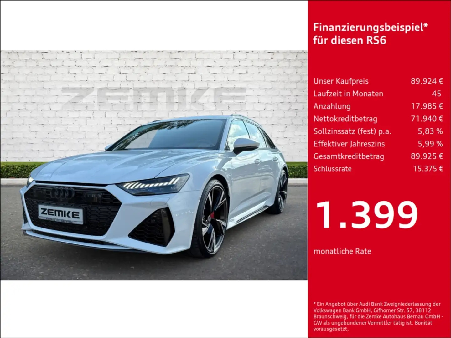 Audi RS6 Avant 4.0 TFSI quattro StandHZG Navi Leder Digital Blanco - 1